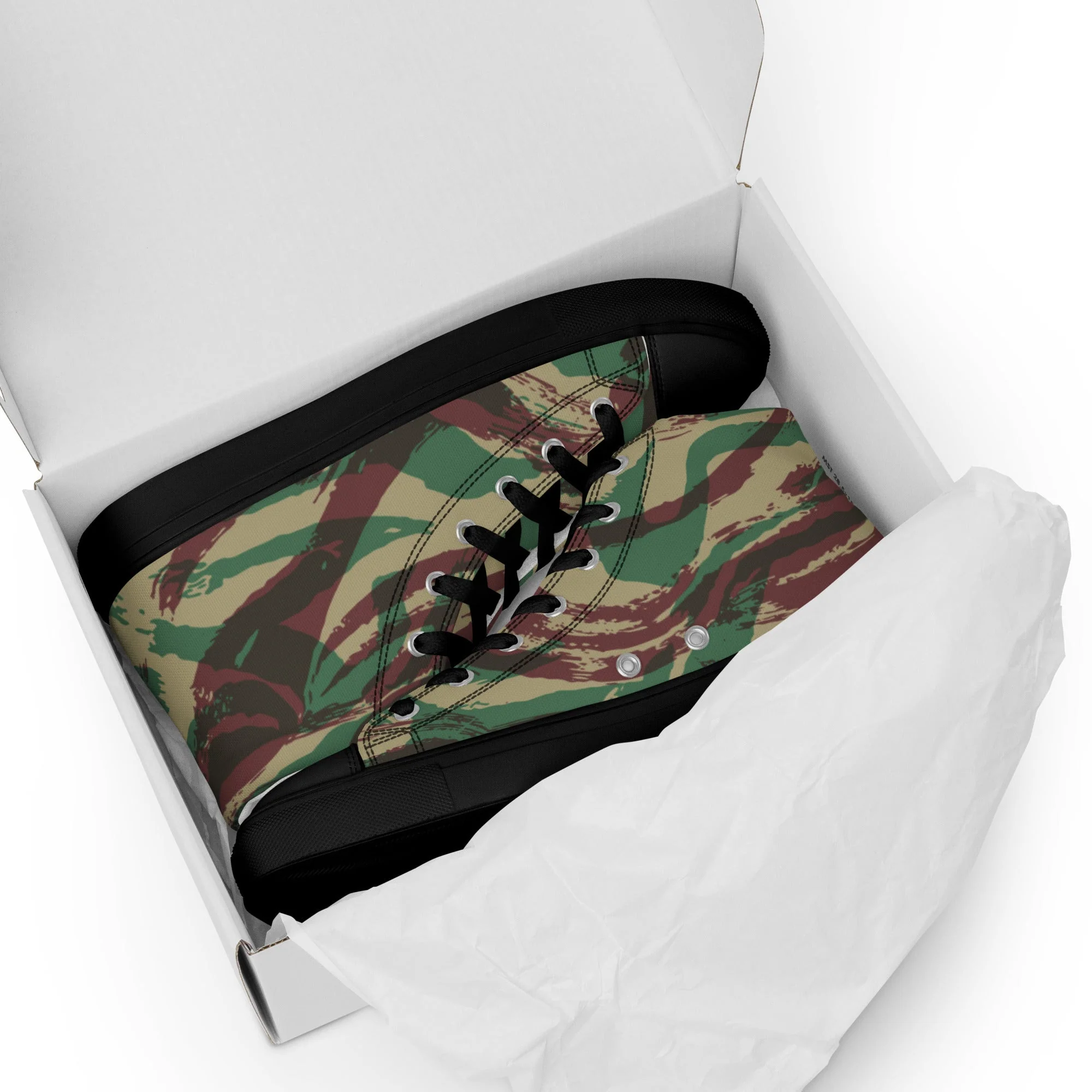 French Lizard D Algerian War CAMO Mens High-Top Canvas Shoes - Image 3
