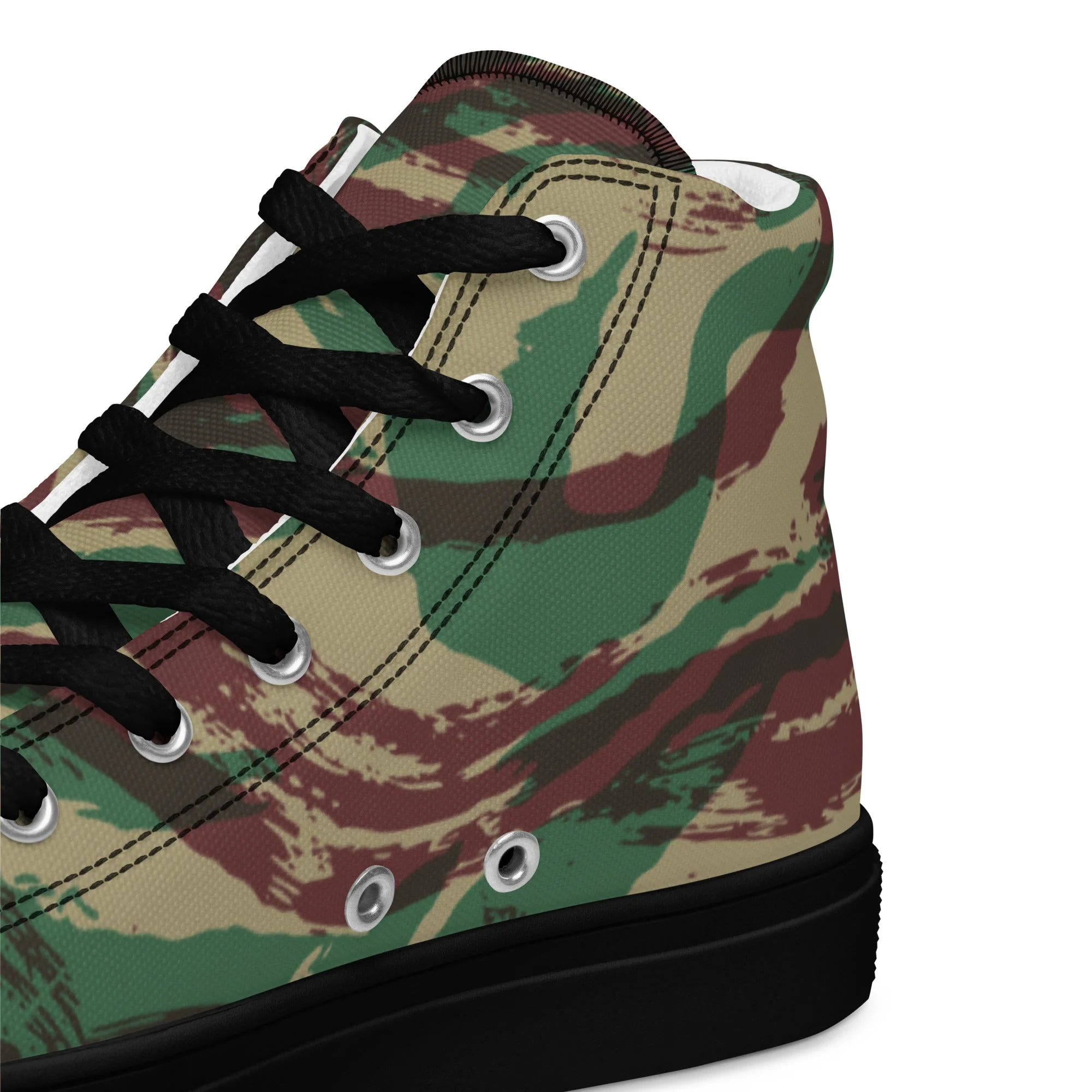 French Lizard D Algerian War CAMO Mens High-Top Canvas Shoes - Image 4