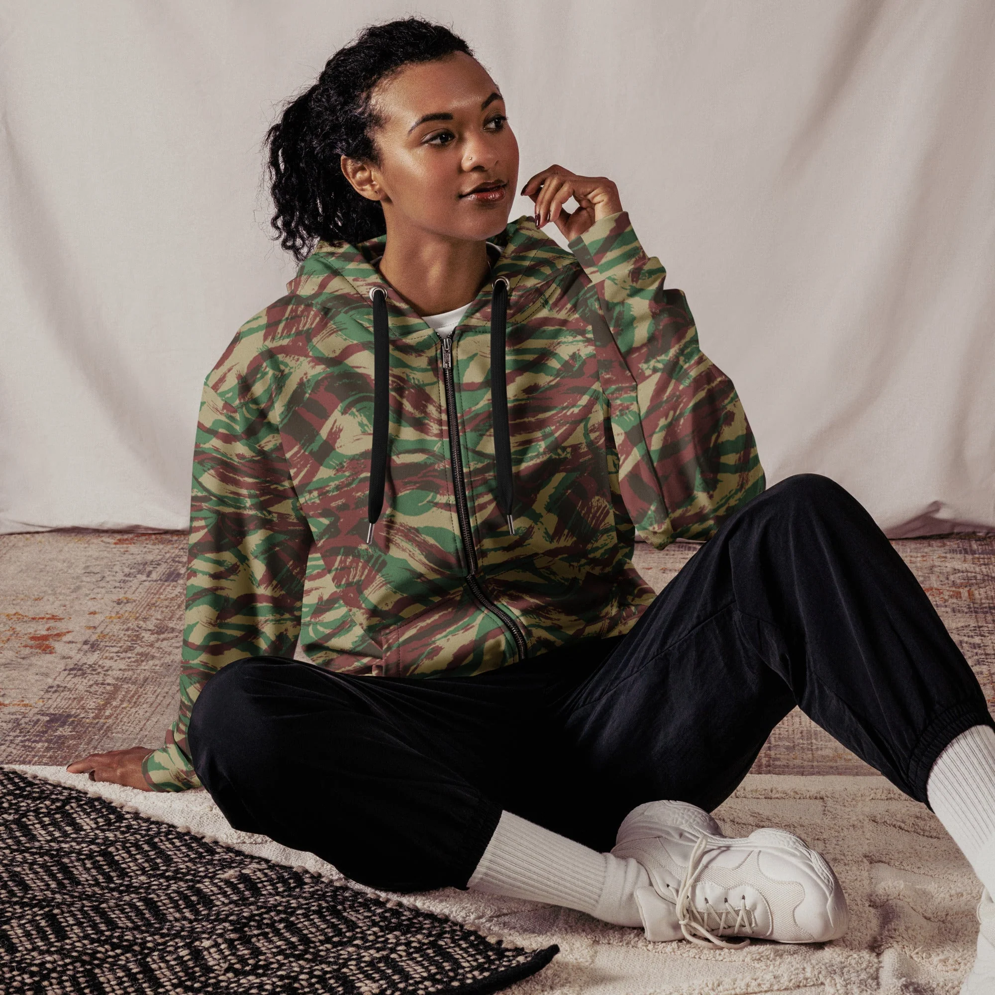 French Lizard D Algerian War CAMO Unisex Zip Hoodie - Image 3