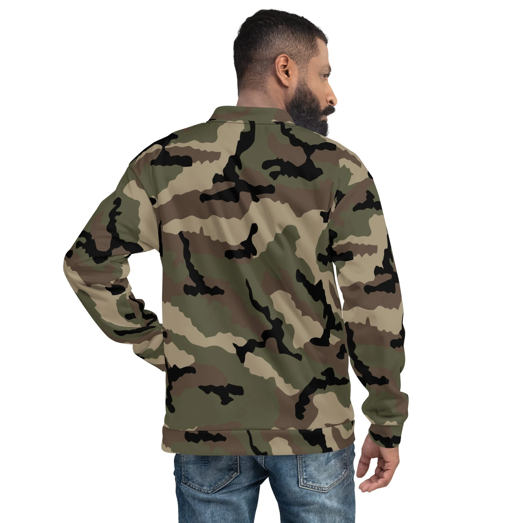 French CCE Woodland CAMO Unisex Bomber Jacket - Image 2