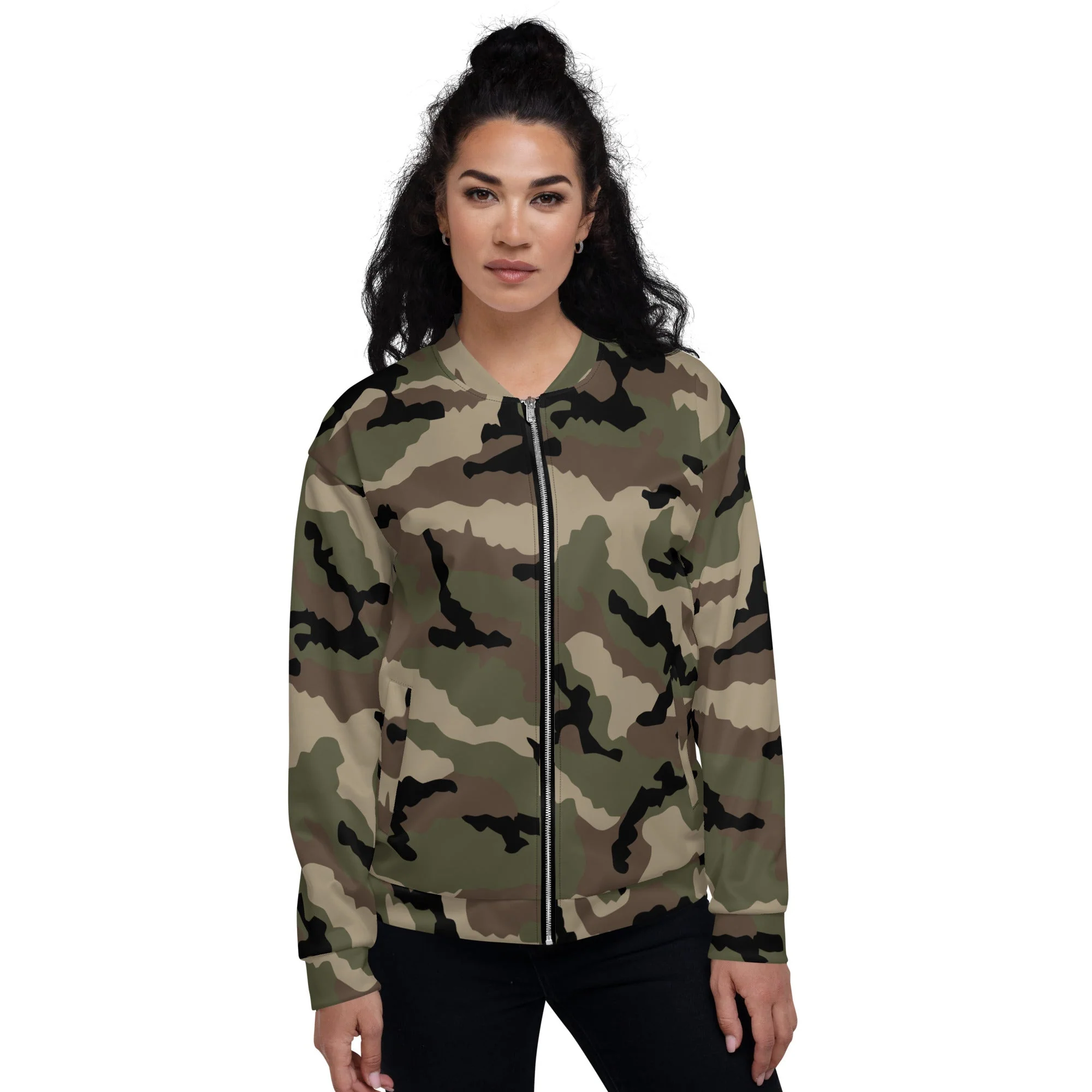 French CCE Woodland CAMO Unisex Bomber Jacket - Image 4