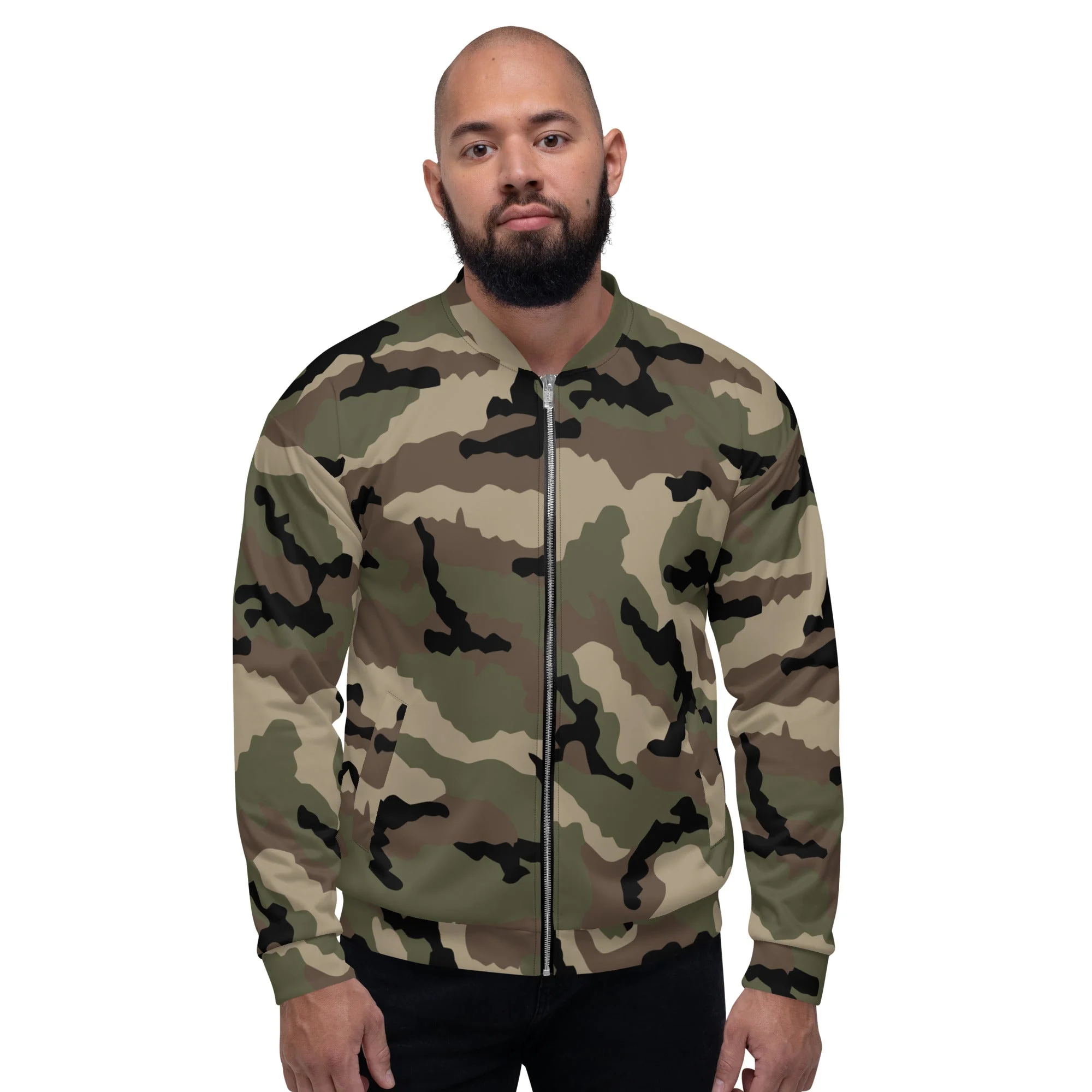 French CCE Woodland CAMO Unisex Bomber Jacket - Image 6