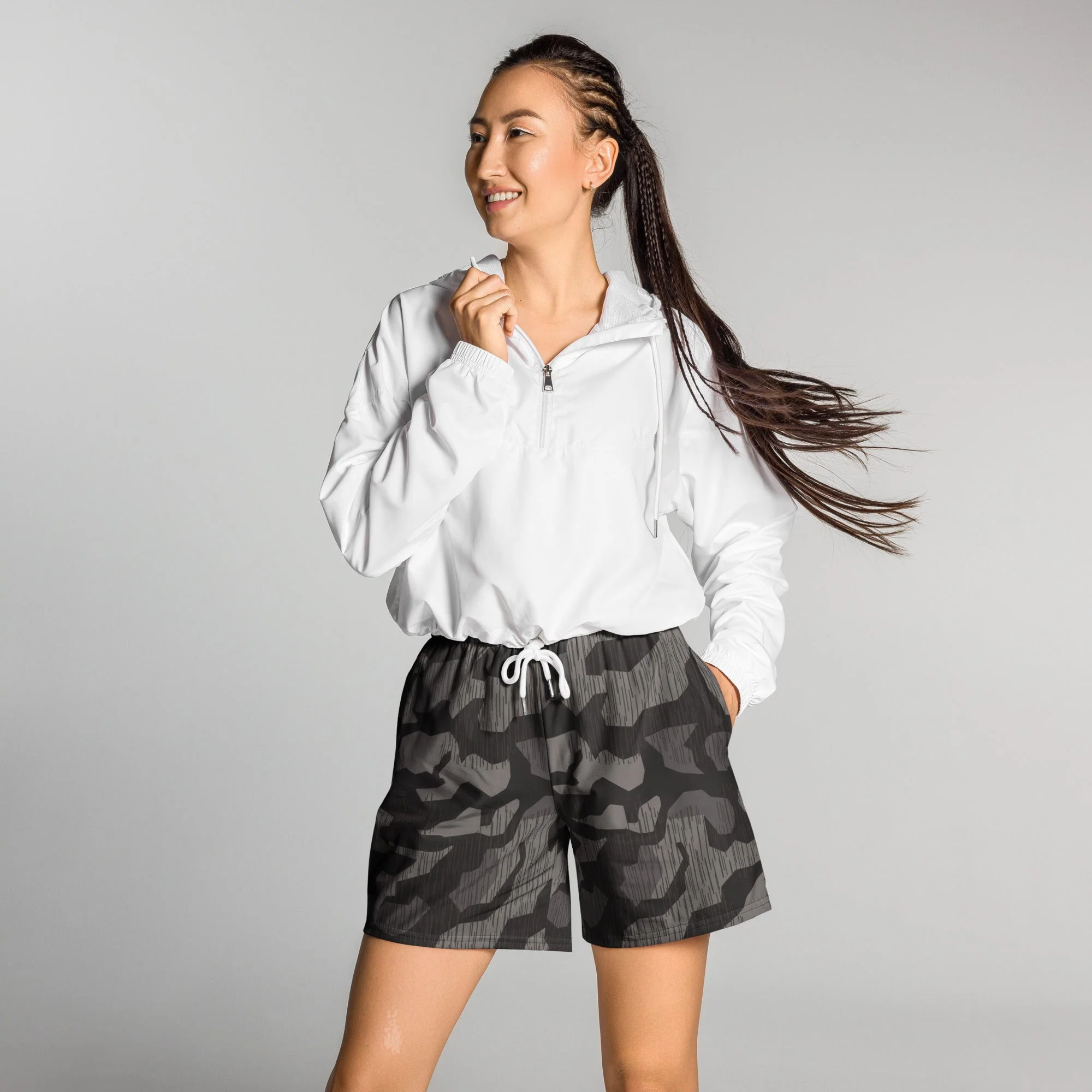 German Black Forest Splinter CAMO Unisex Athletic Long Shorts - Image 2
