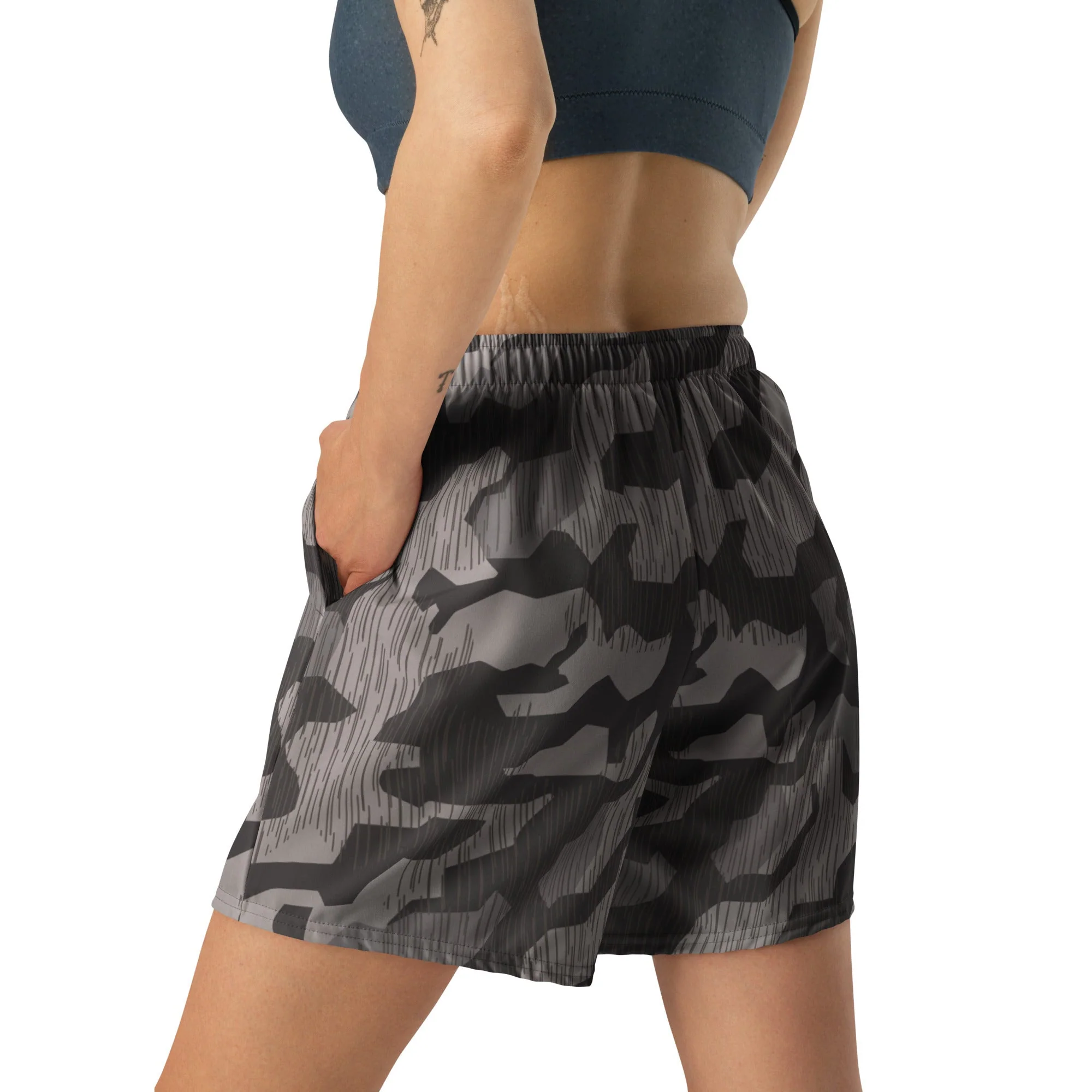 German Black Forest Splinter CAMO Unisex Athletic Long Shorts - Image 4