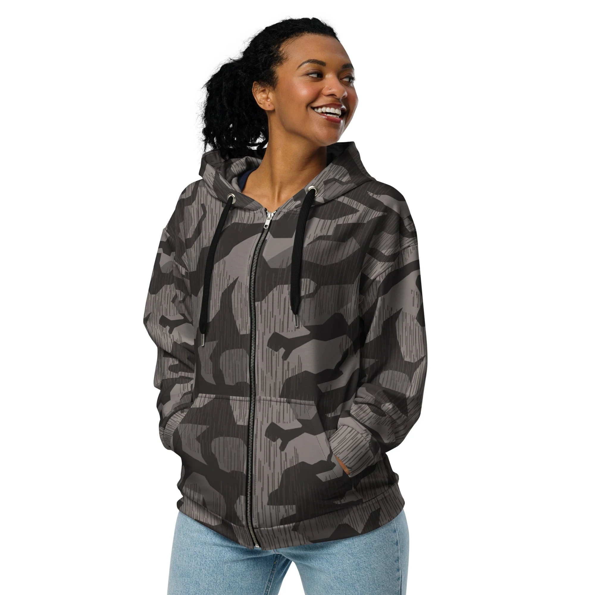 German Black Forest Splinter CAMO Unisex Zip Hoodie - Image 7