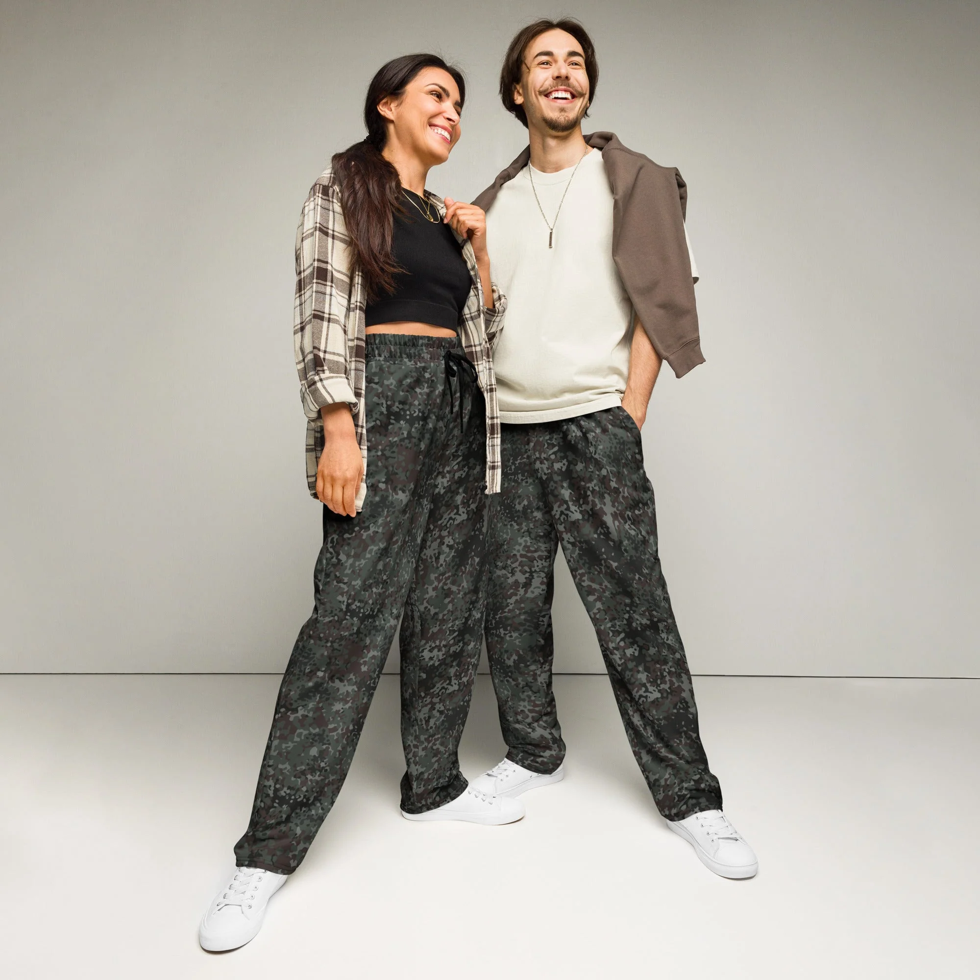 German Flecktarn Night Ops CAMO Unisex Wide-Leg Joggers