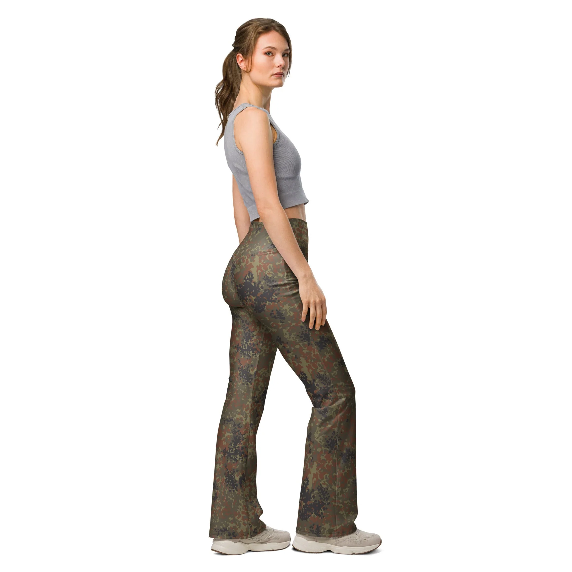 German Flecktarn CAMO Womens Flare Leggings - Image 4