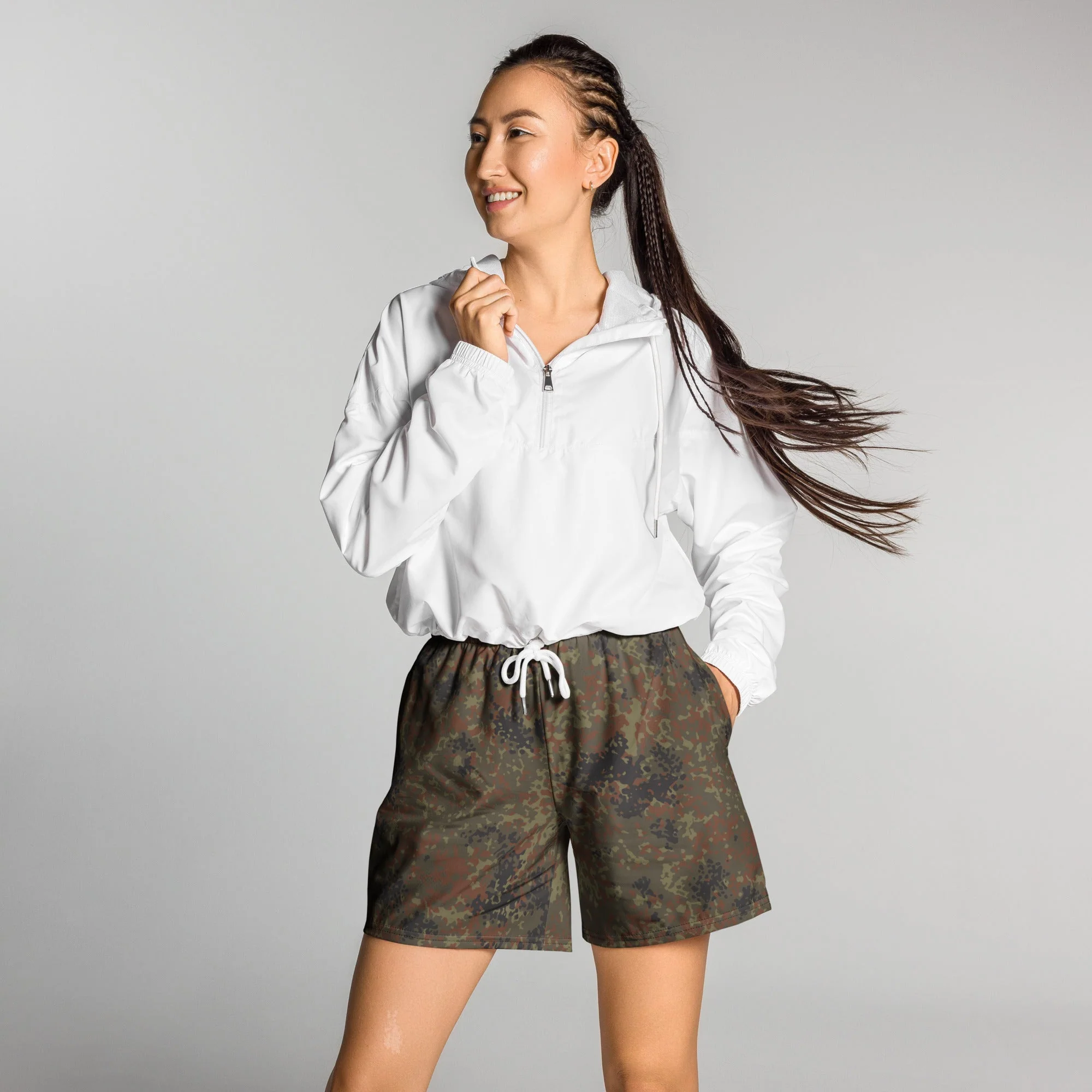 German Flecktarn CAMO Unisex Athletic Long Shorts - Image 3