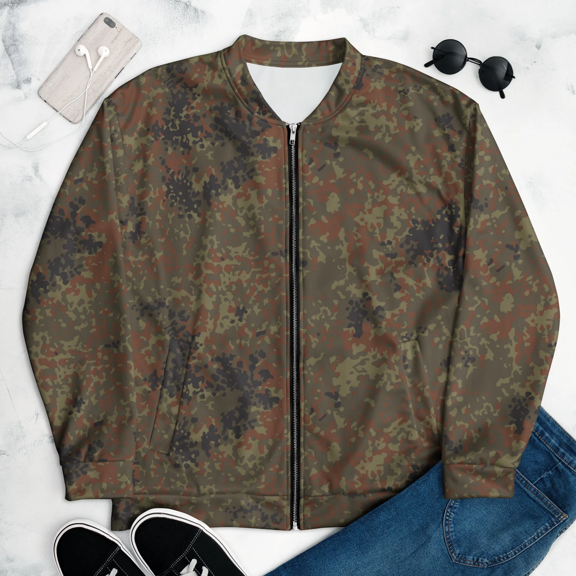 German Flecktarn CAMO Unisex Bomber Jacket - Image 3