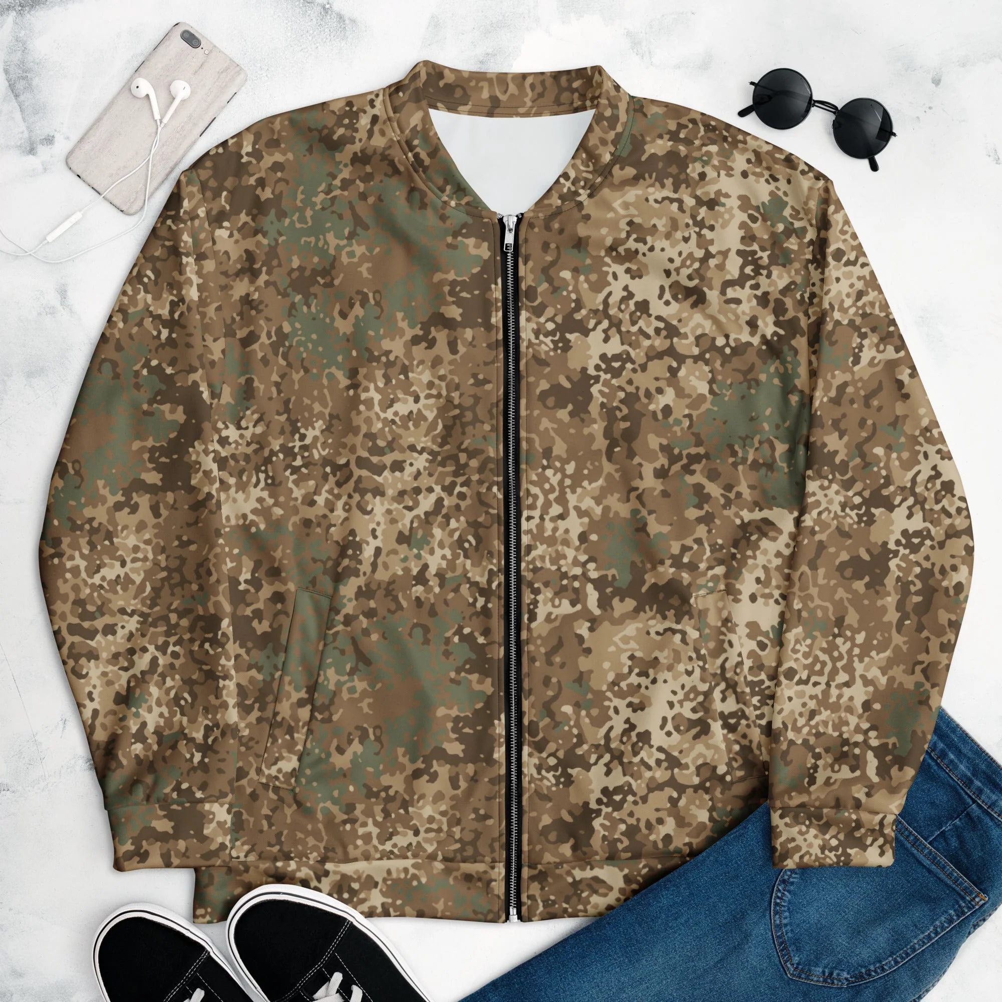 German Flecktarn Desert CAMO Unisex Bomber Jacket - Image 3