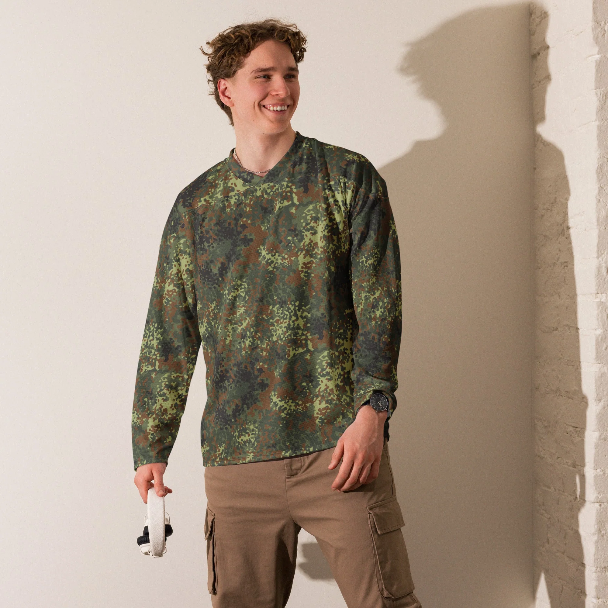 German Flecktarn Spring CAMO Unisex Hockey Fan Jersey - Image 9
