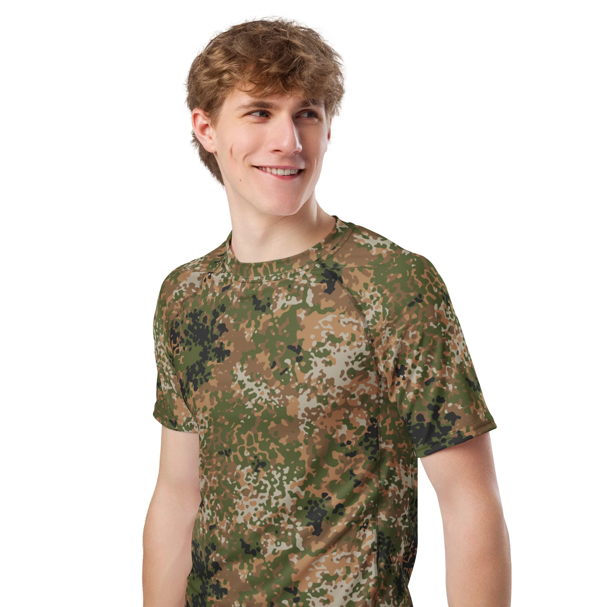 German Flecktarn Multi-terrain CAMO Mens Short-Sleeve Rash Guard - Image 4