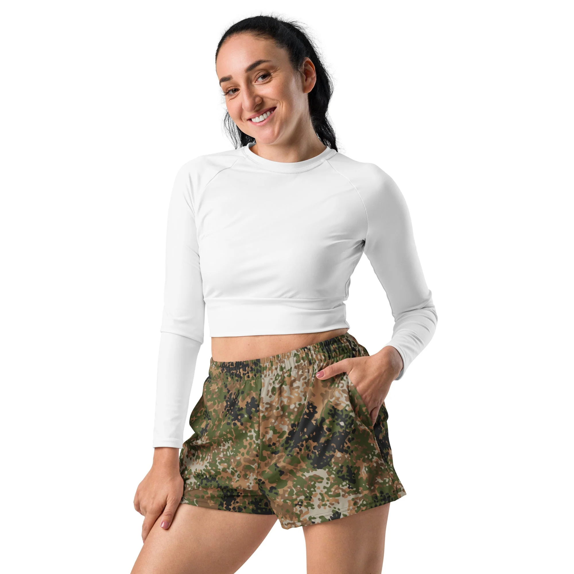German Flecktarn Multi-terrain CAMO Unisex Athletic Shorts - Image 3