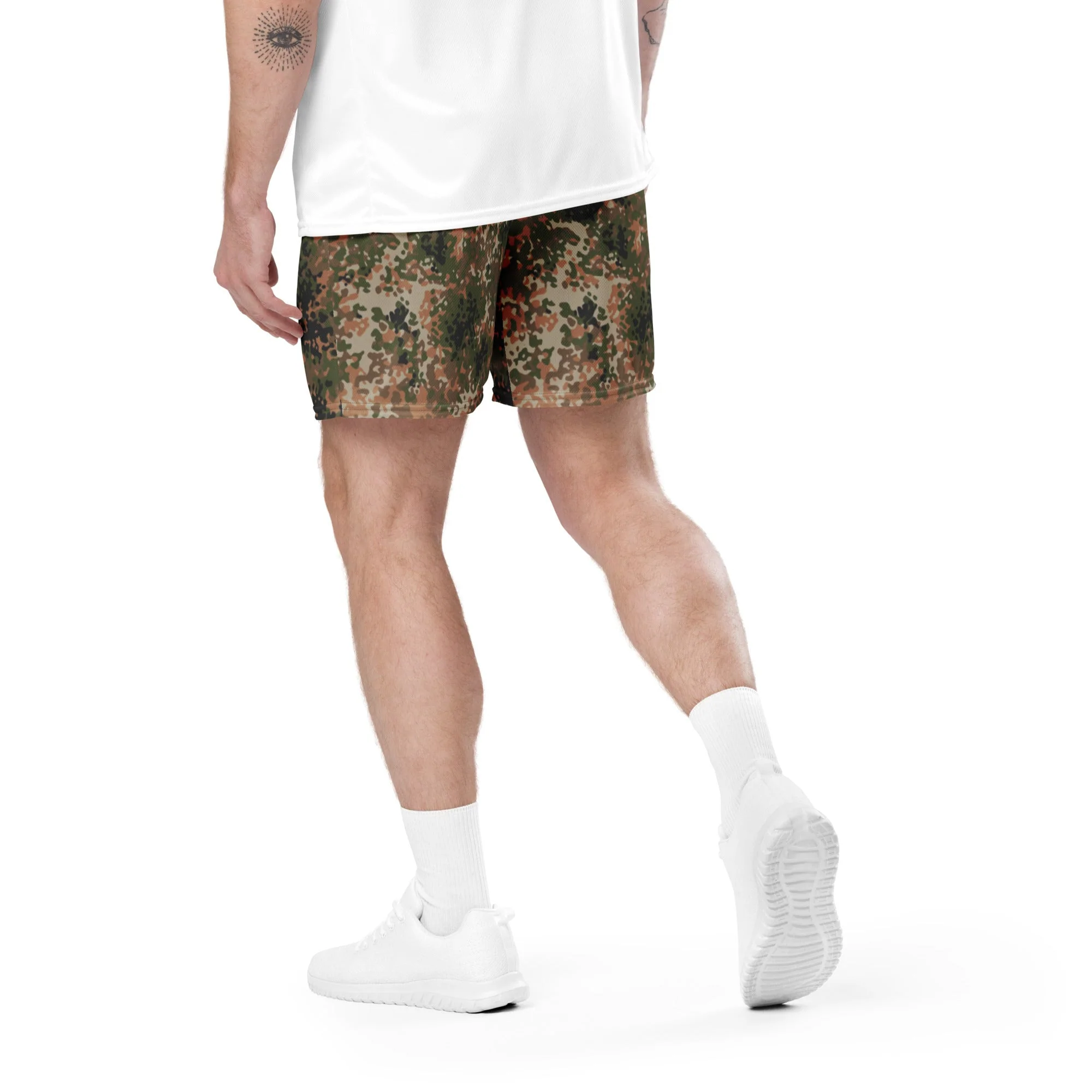German Flecktarn Multi-terrain CAMO Unisex Mesh Shorts - Image 14