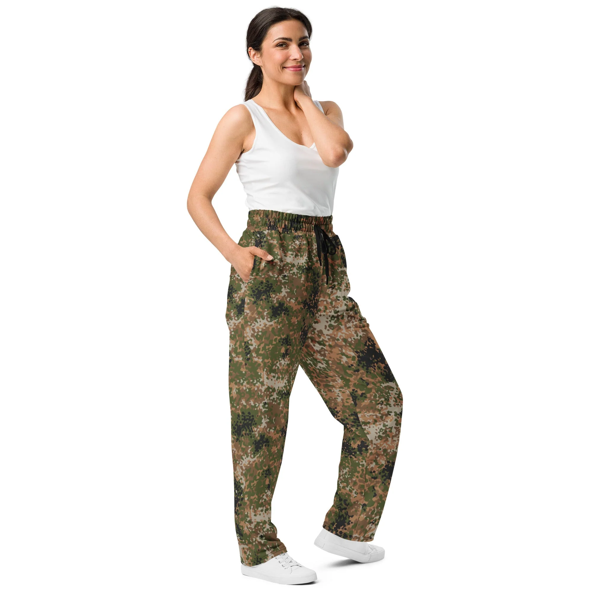 German Flecktarn Multi-terrain CAMO Unisex Wide-Leg Joggers - Image 11
