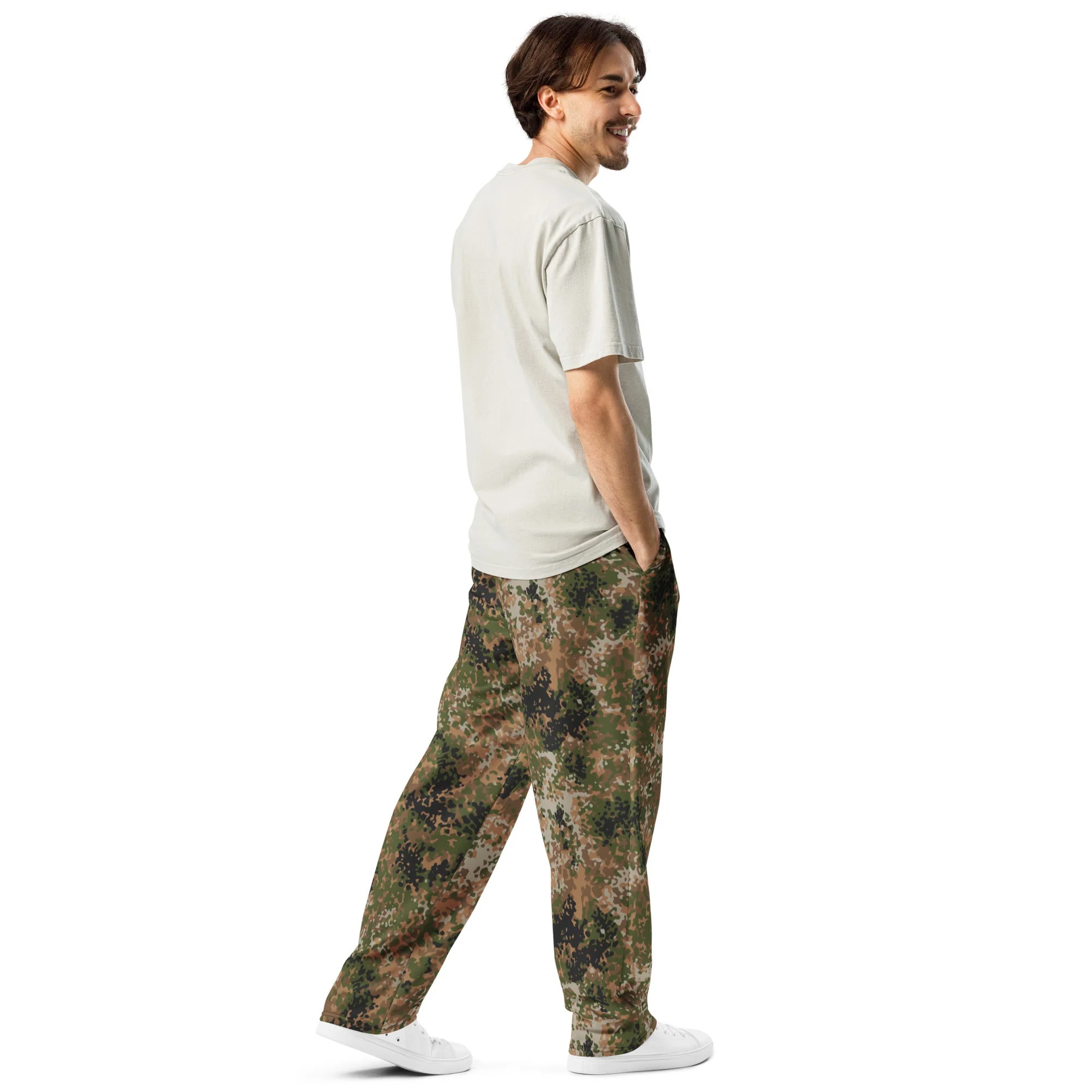 German Flecktarn Multi-terrain CAMO Unisex Wide-Leg Joggers - Image 6