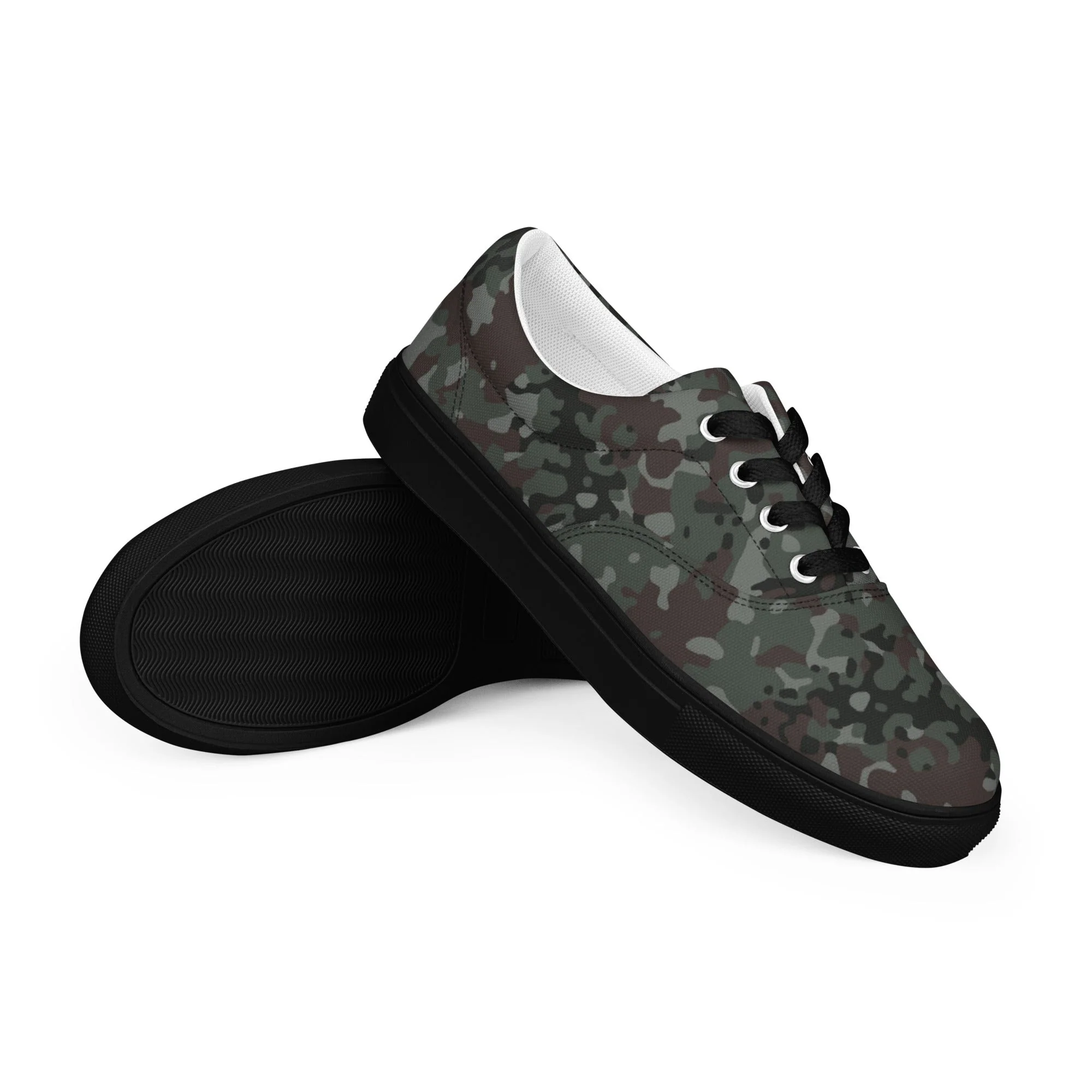 German Flecktarn Night Ops CAMO Mens Lace-Up Canvas Shoes