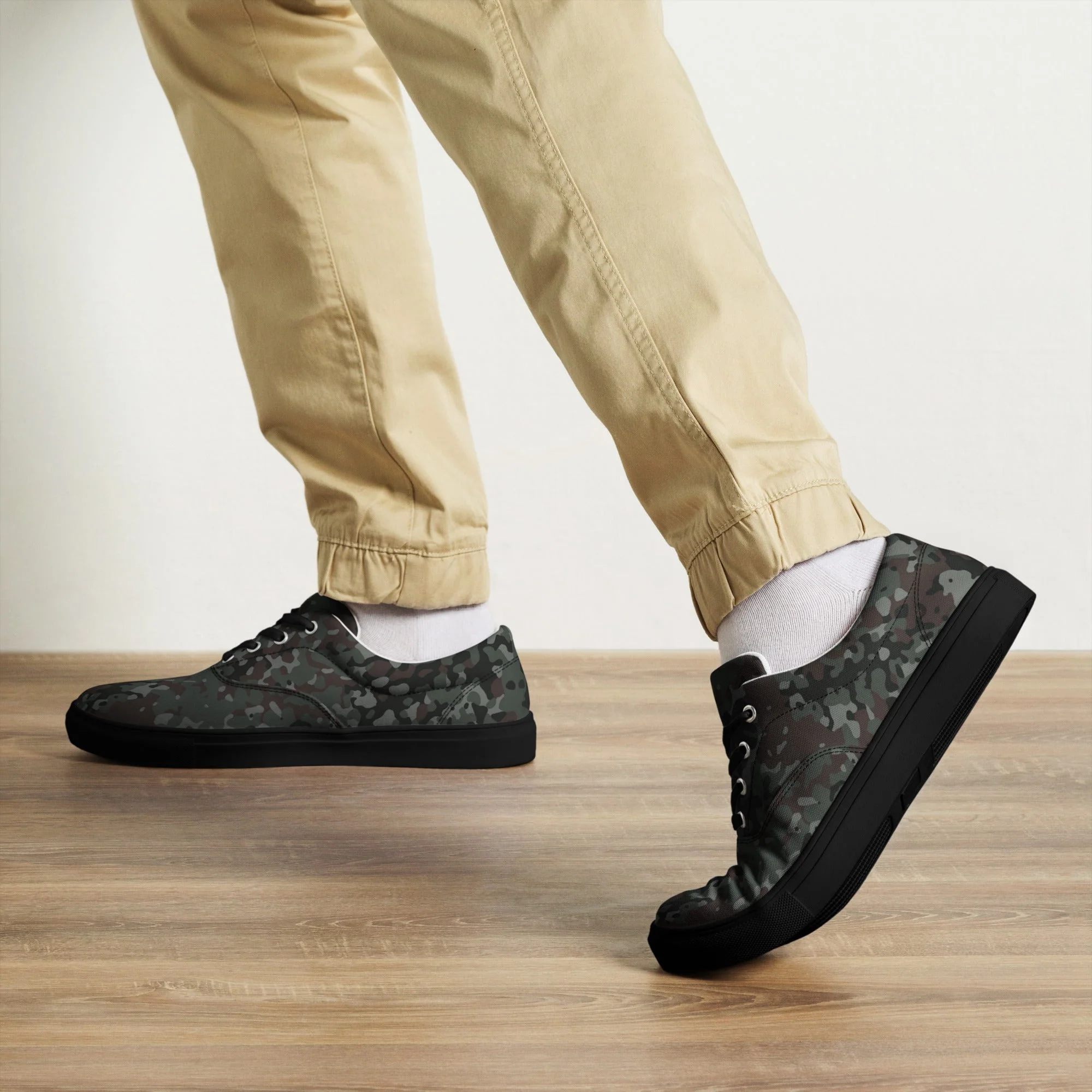 German Flecktarn Night Ops CAMO Mens Lace-Up Canvas Shoes - Image 3