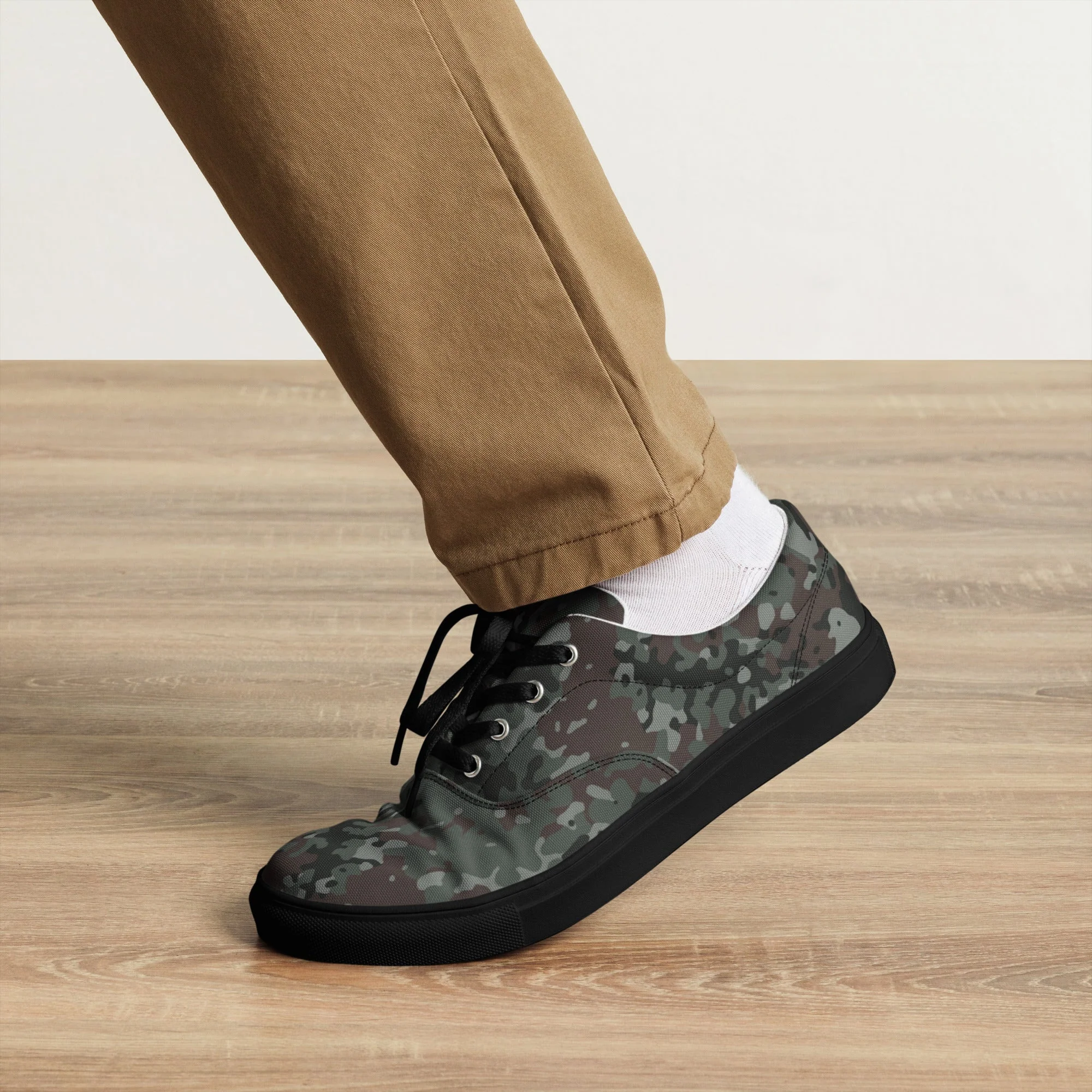 German Flecktarn Night Ops CAMO Mens Lace-Up Canvas Shoes - Image 5