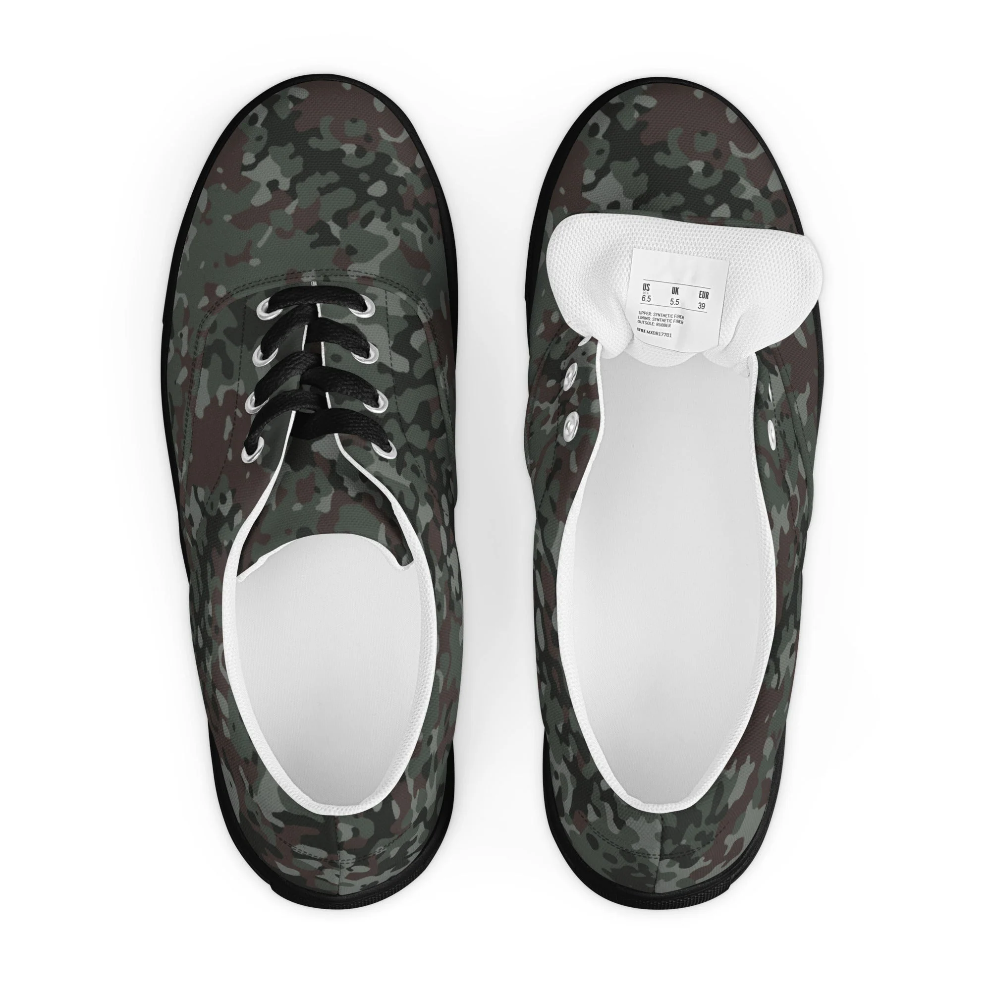 German Flecktarn Night Ops CAMO Mens Lace-Up Canvas Shoes - Image 7