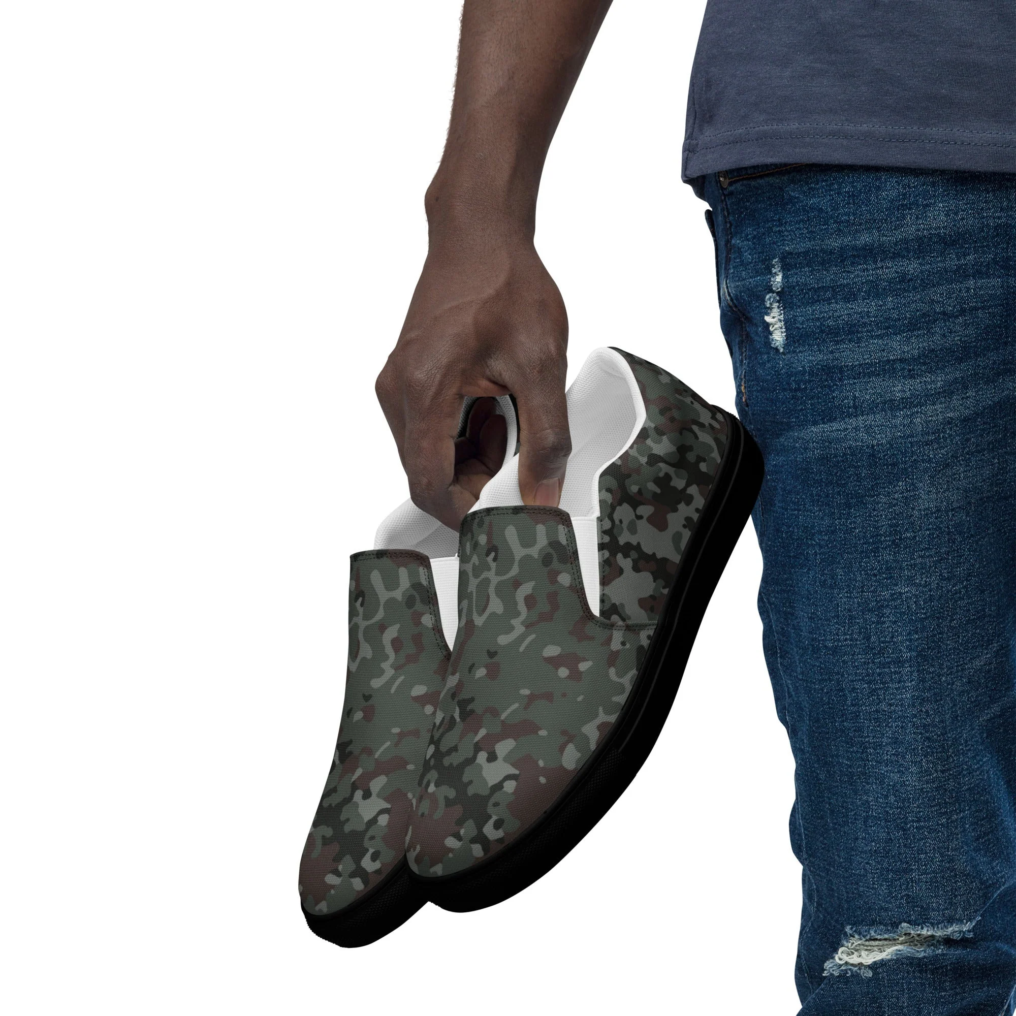 German Flecktarn Night Ops CAMO Mens Slip-On Canvas Shoes - Image 10