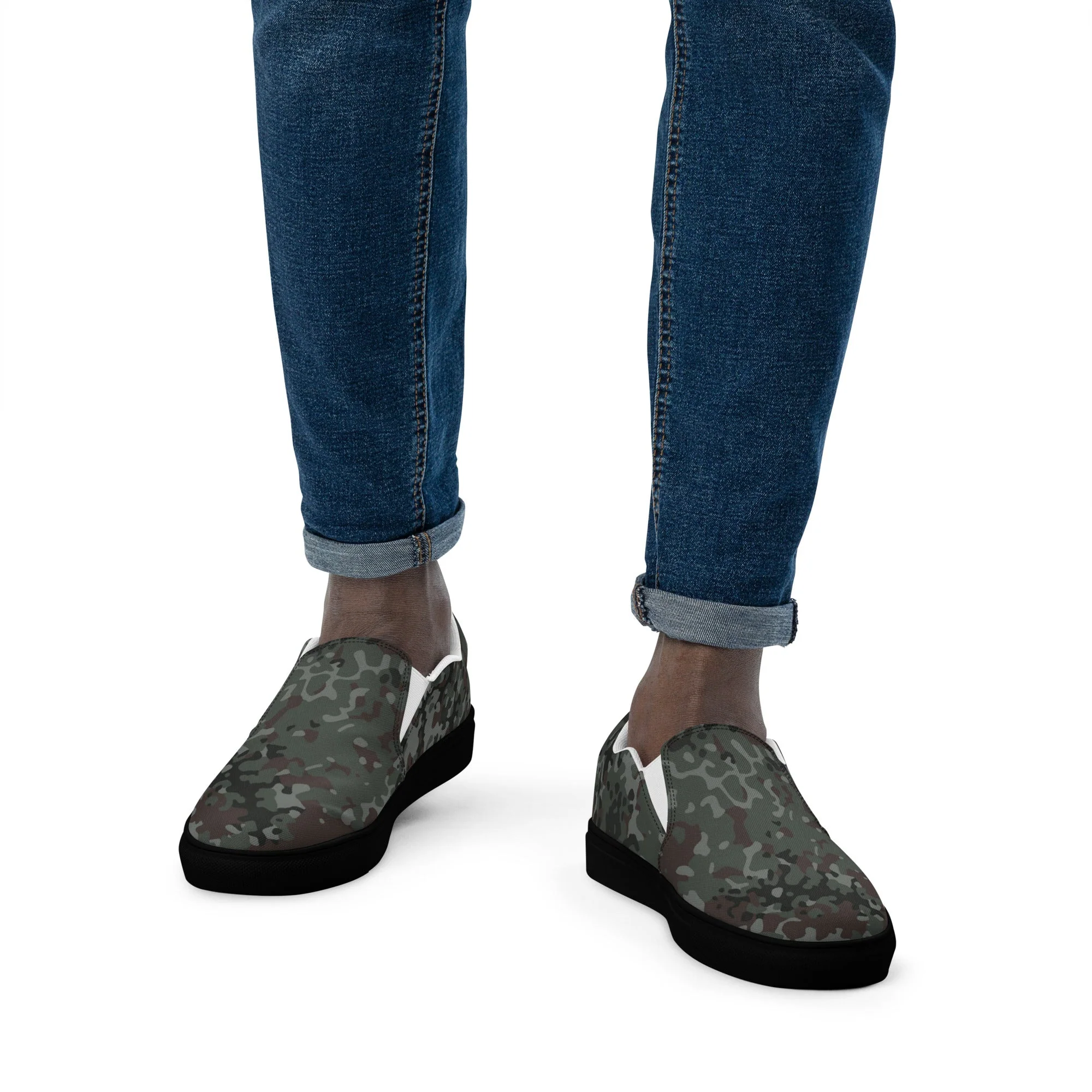 German Flecktarn Night Ops CAMO Mens Slip-On Canvas Shoes - Image 12