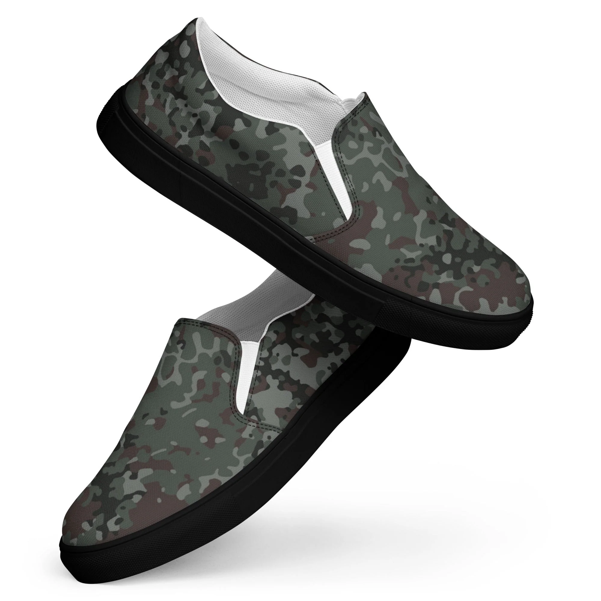 German Flecktarn Night Ops CAMO Mens Slip-On Canvas Shoes - Image 9