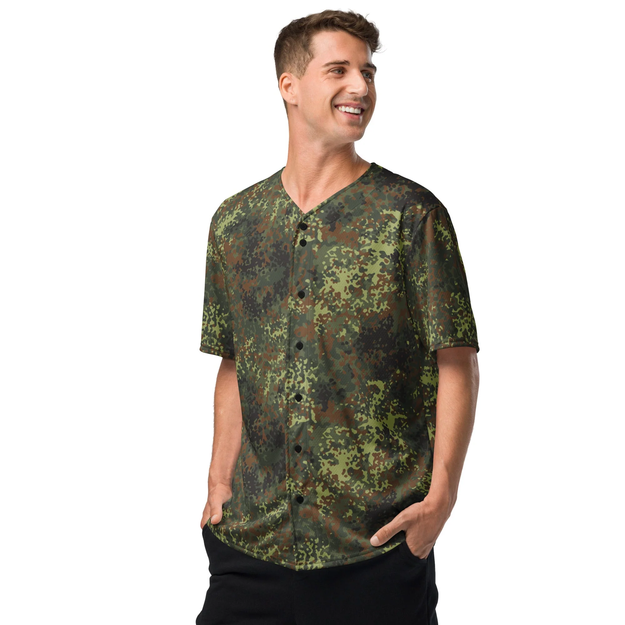 German Flecktarn Spring CAMO Unisex Baseball Jersey - Image 15