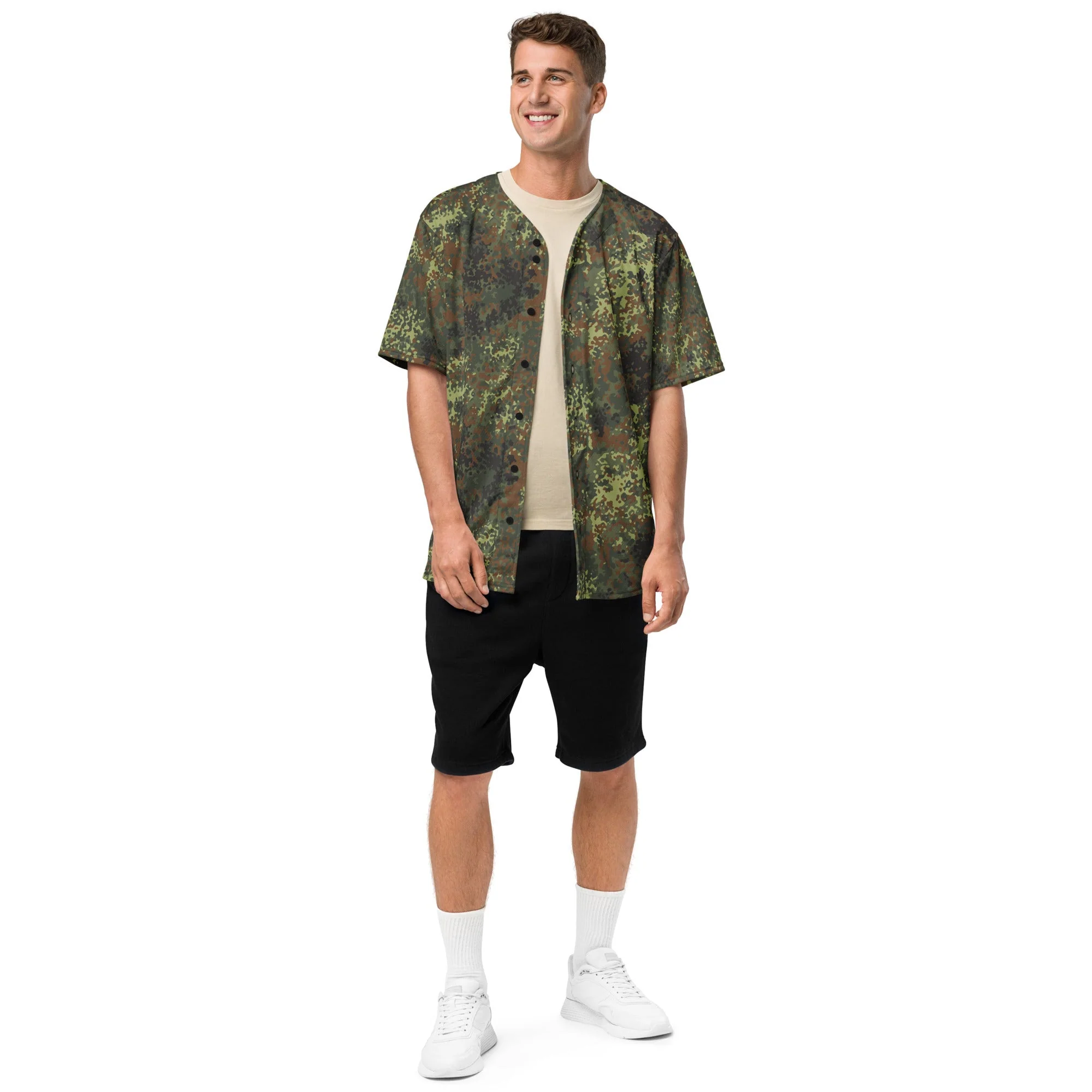 German Flecktarn Spring CAMO Unisex Baseball Jersey - Image 3