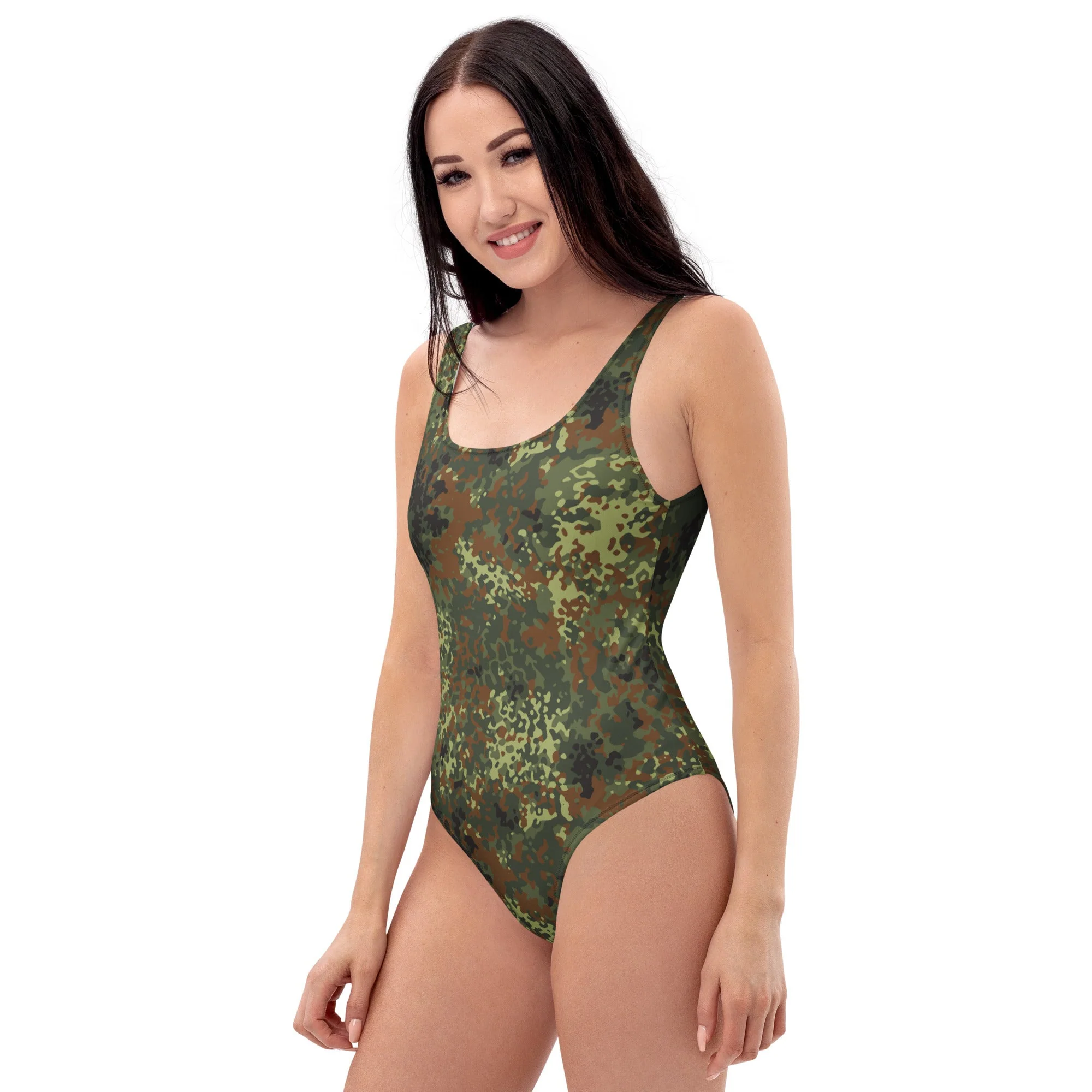 German Flecktarn Spring CAMO Womens One-Piece Swimsuit - Image 3
