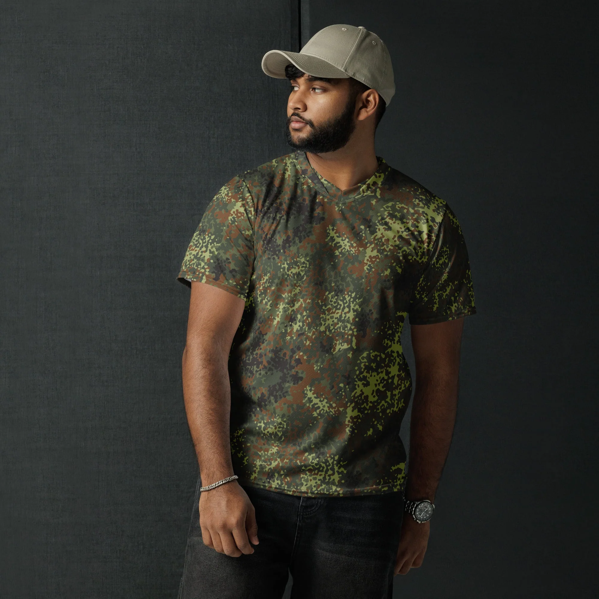 German Flecktarn Spring CAMO Unisex Sports Jersey - Image 12