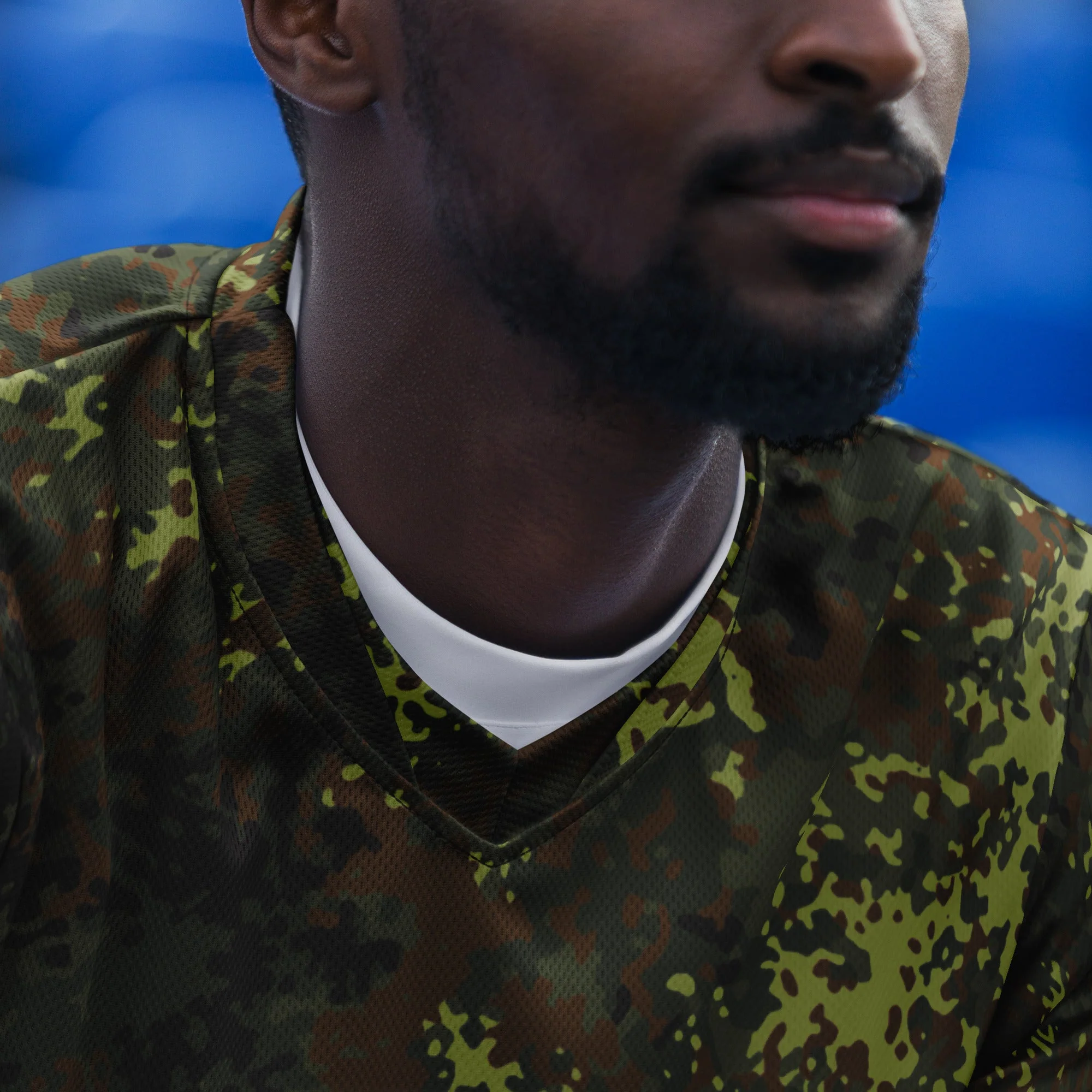 German Flecktarn Spring CAMO Unisex Sports Jersey - Image 7