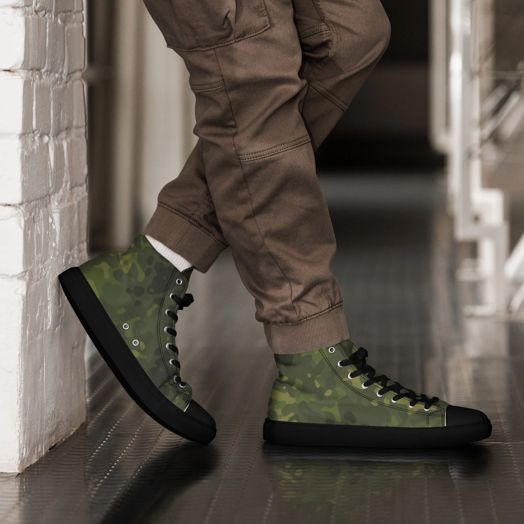 German Flecktarn Tropical CAMO Mens High-Top Canvas Shoes