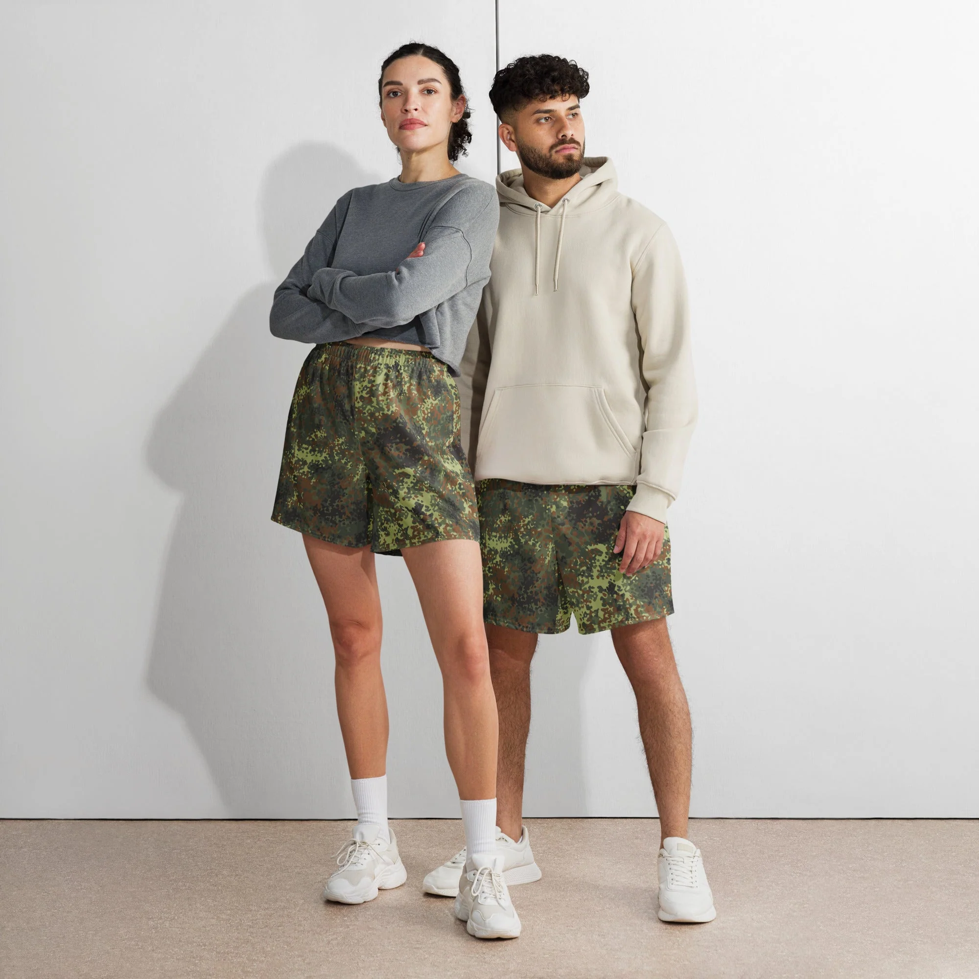 German Flecktarn Spring CAMO Unisex Athletic Long Shorts - Image 4