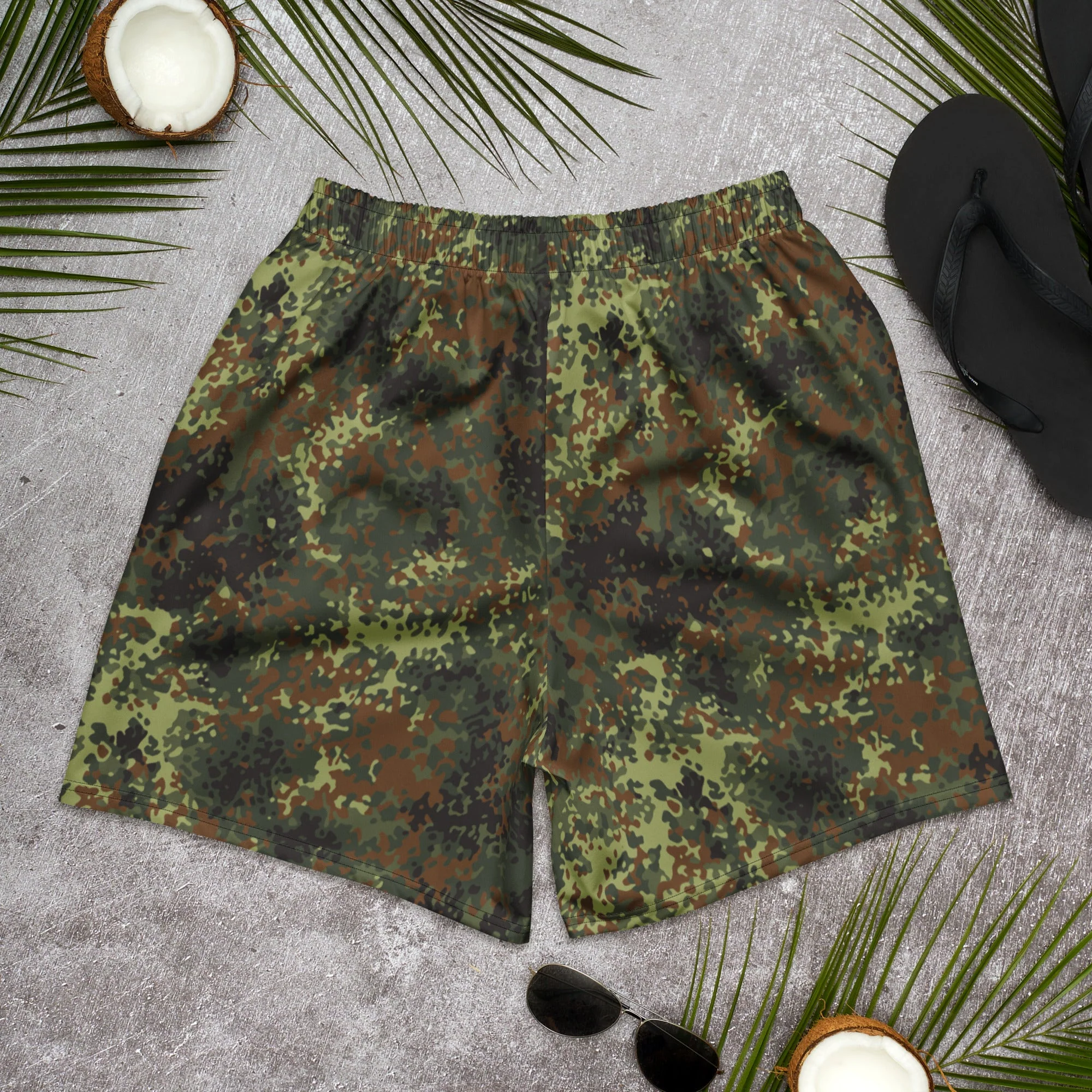 German Flecktarn Spring CAMO Unisex Athletic Long Shorts - Image 6