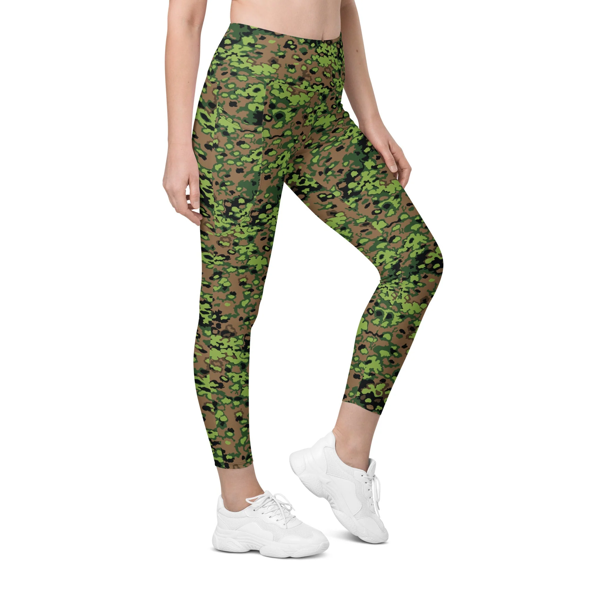 German Oak Leaf Eichenlaubmuster Spring CAMO Womens Leggings with Pockets