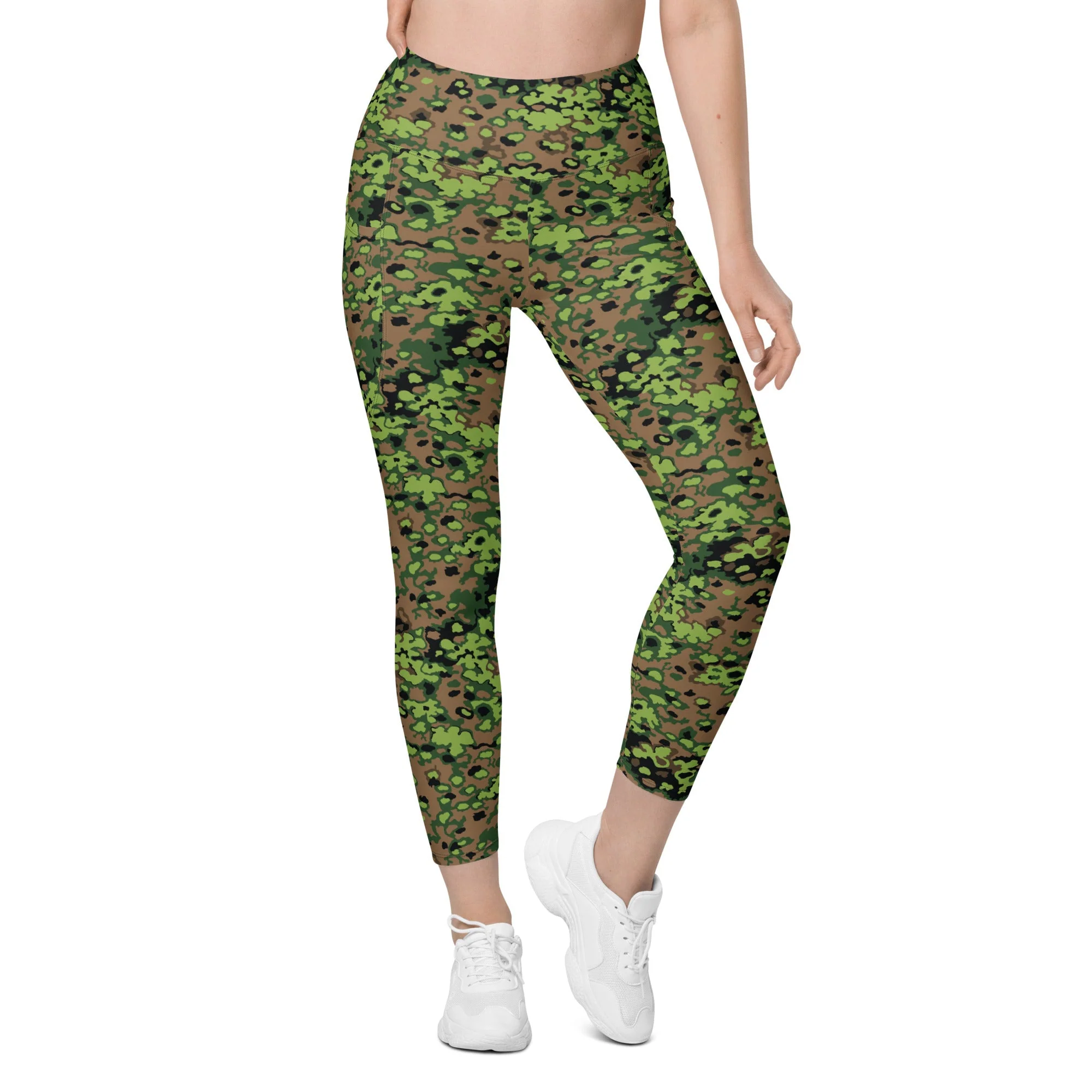 German Oak Leaf Eichenlaubmuster Spring CAMO Womens Leggings with Pockets - Image 4