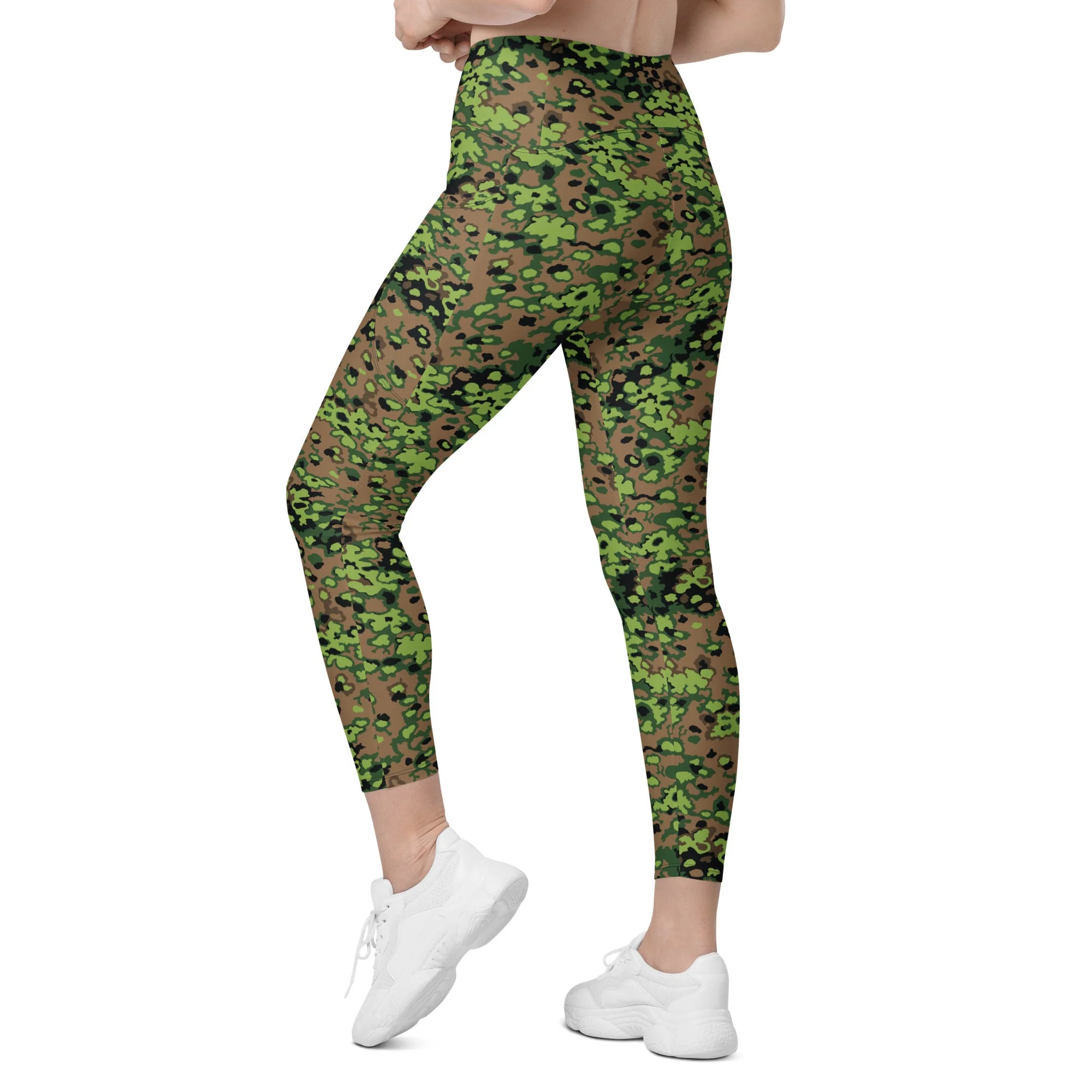 German Oak Leaf Eichenlaubmuster Spring CAMO Womens Leggings with Pockets - Image 6