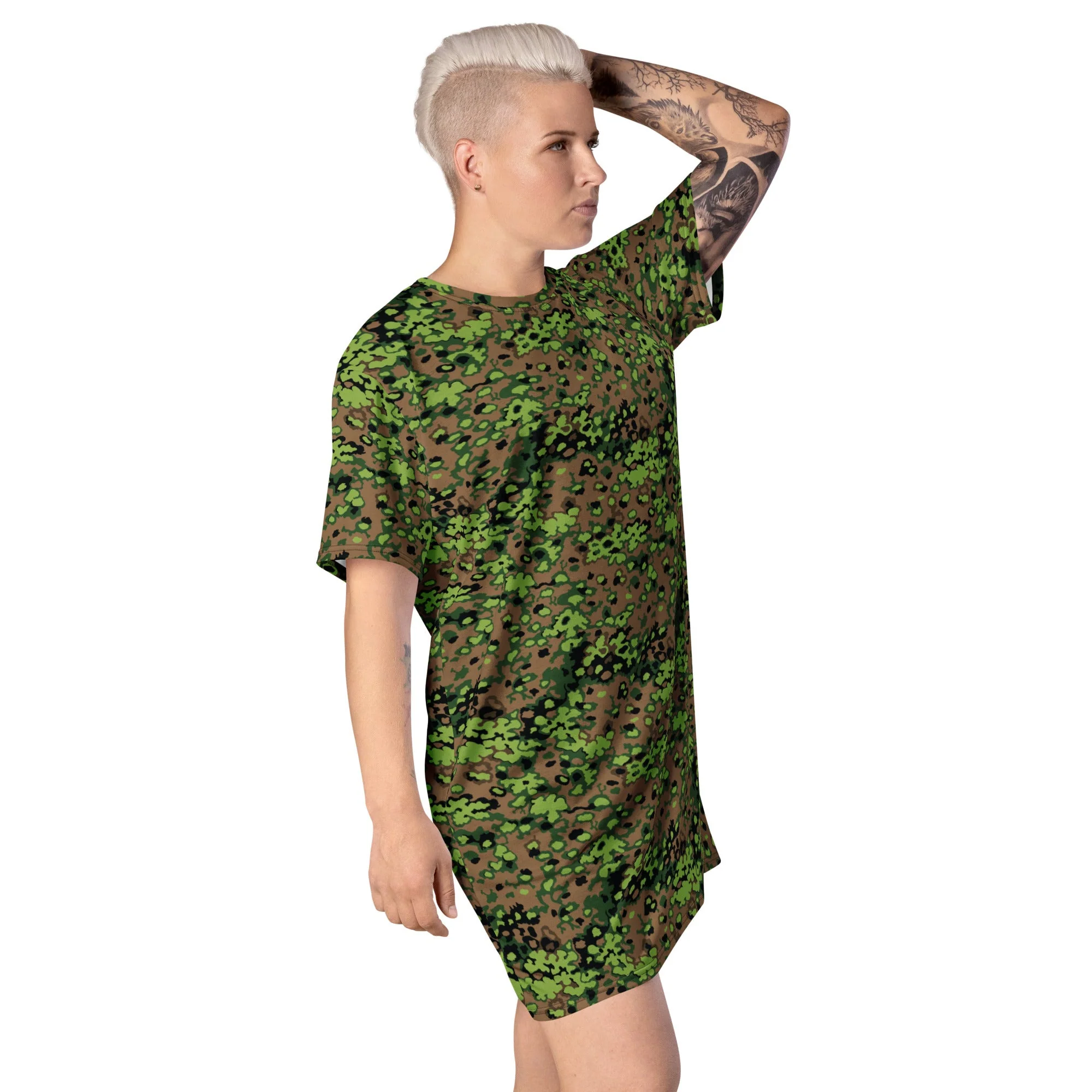 German Oak Leaf Eichenlaubmuster Spring CAMO Womens T-Shirt Dress - Image 2