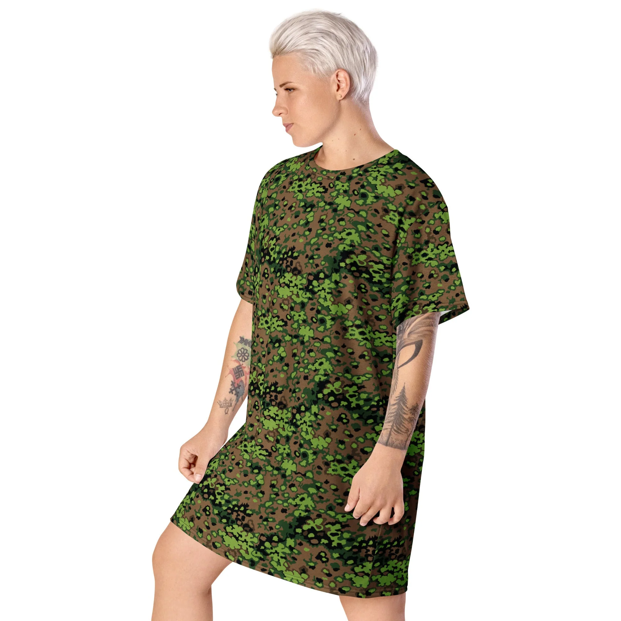 German Oak Leaf Eichenlaubmuster Spring CAMO Womens T-Shirt Dress - Image 3