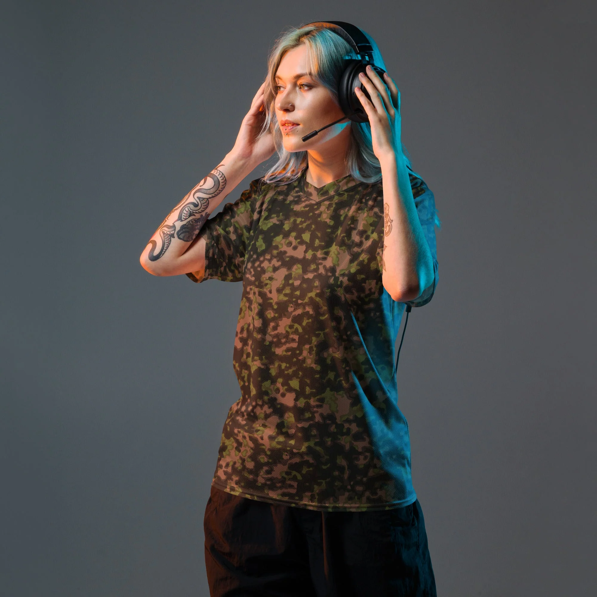 German Rauchtarnmuster Spring CAMO Unisex Sports Jersey - Image 3