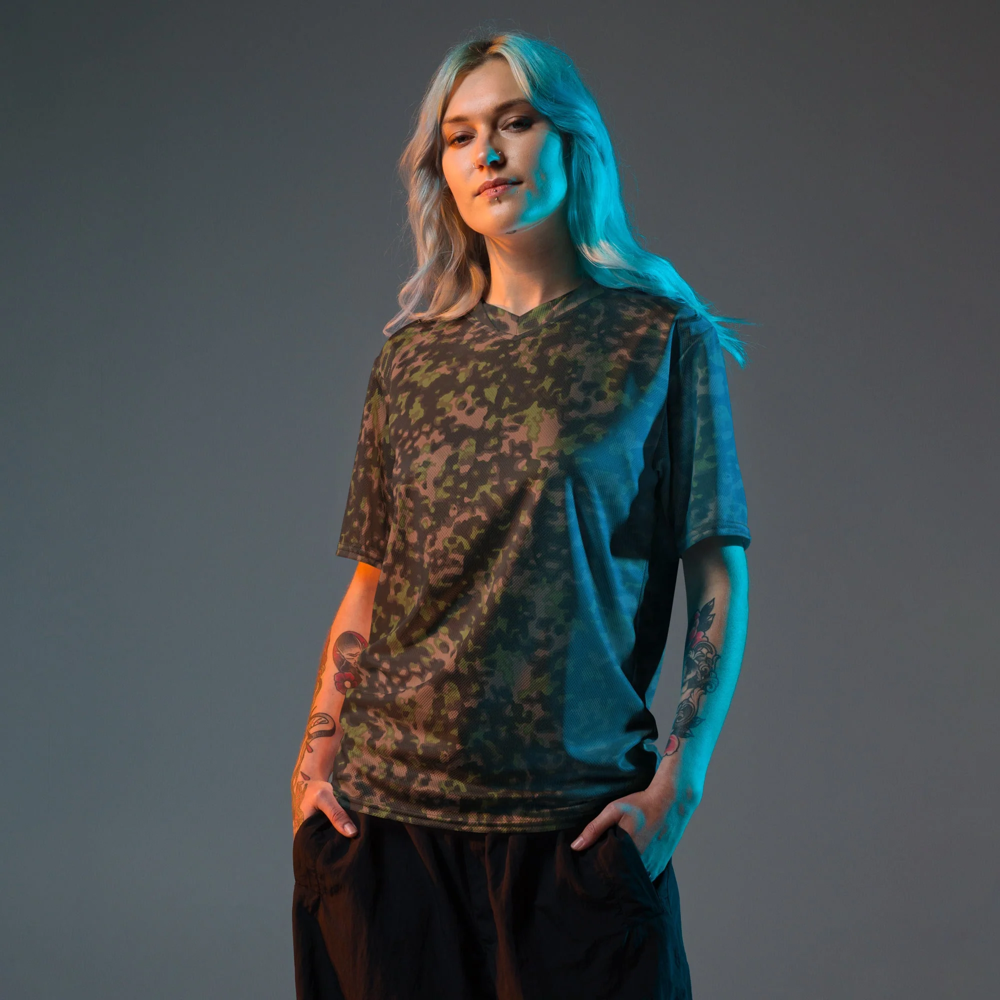 German Rauchtarnmuster Spring CAMO Unisex Sports Jersey - Image 6