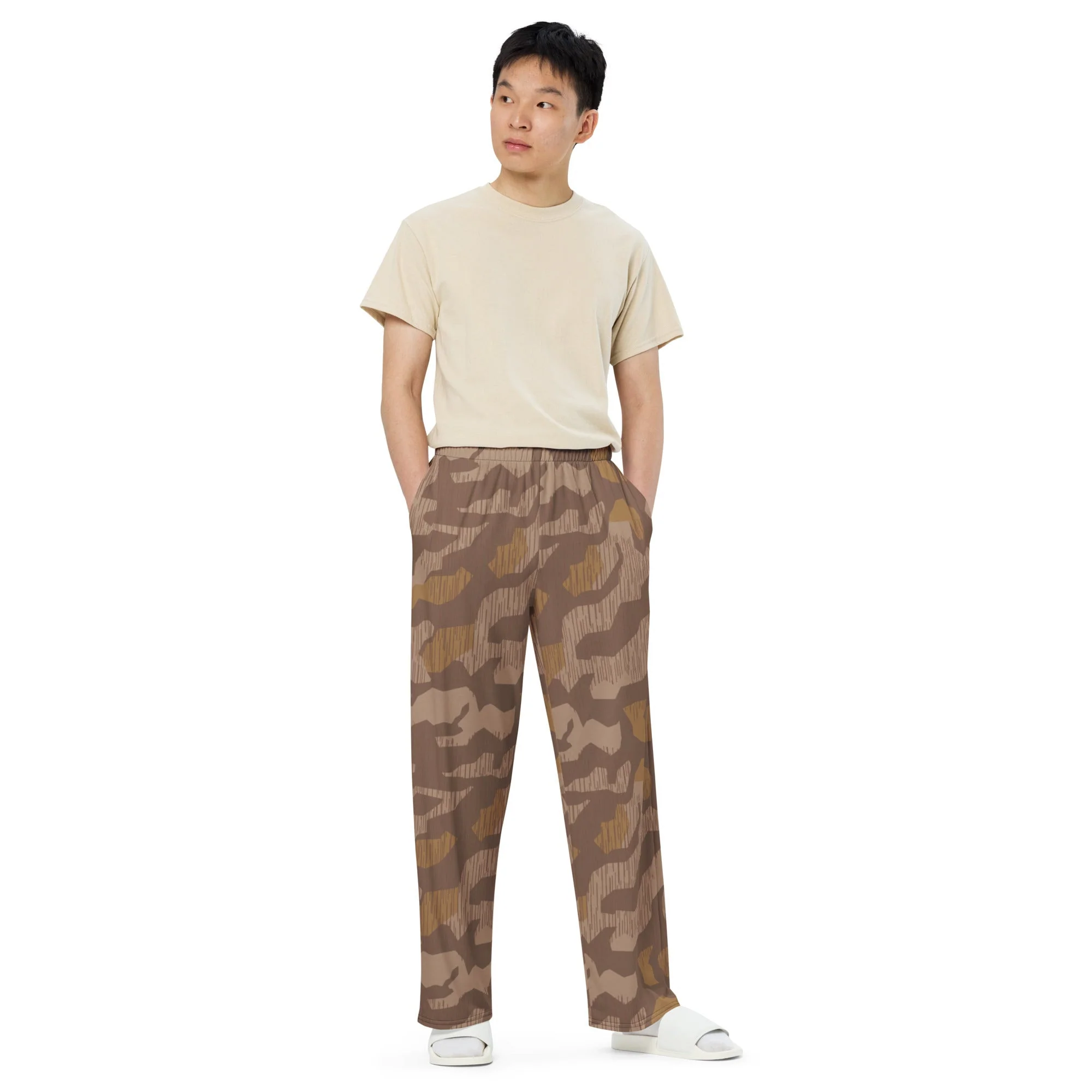 German Splittermuster 1931 Autumn CAMO Unisex Wide-Leg Leisure Pants - Image 7