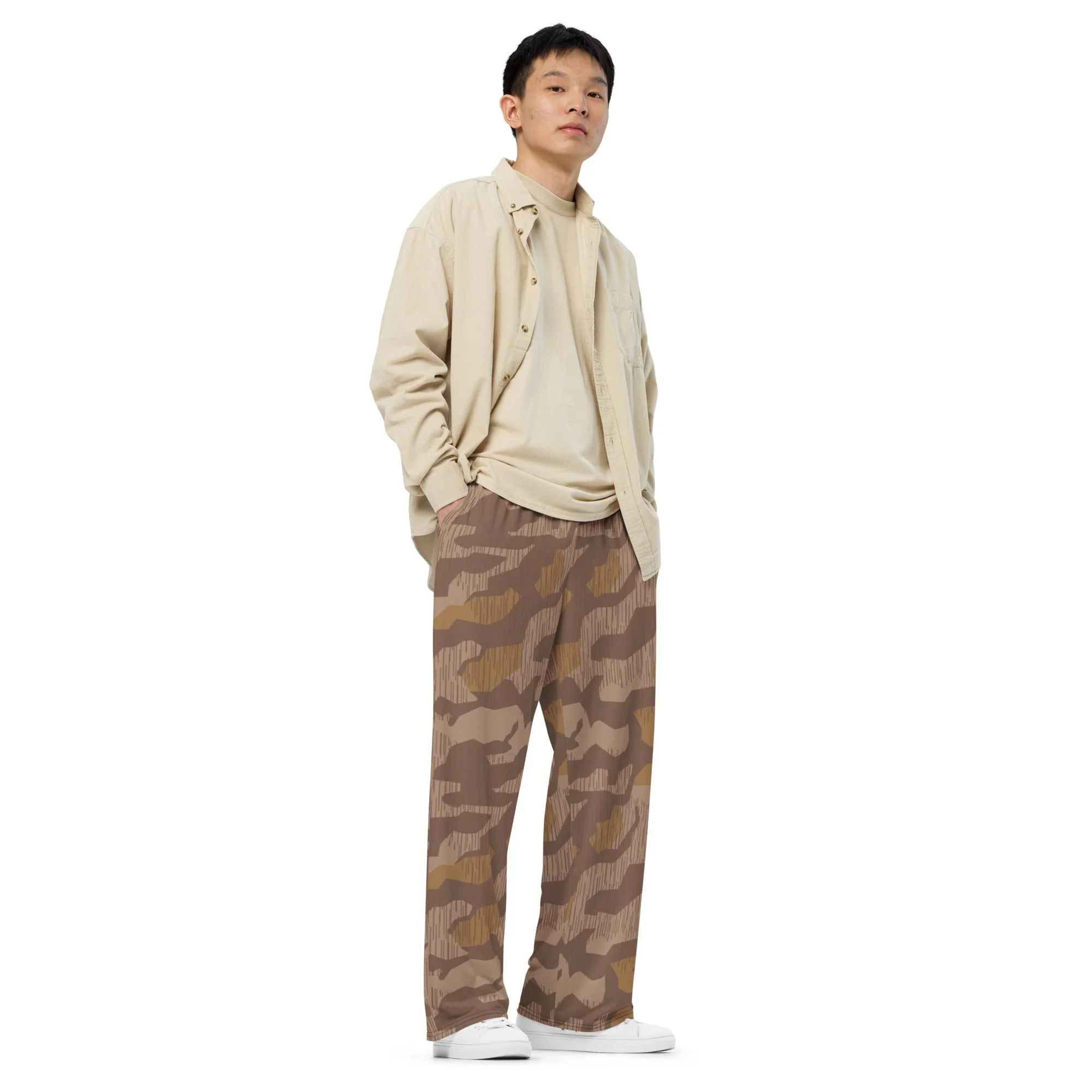German Splittermuster 1931 Autumn CAMO Unisex Wide-Leg Leisure Pants - Image 8
