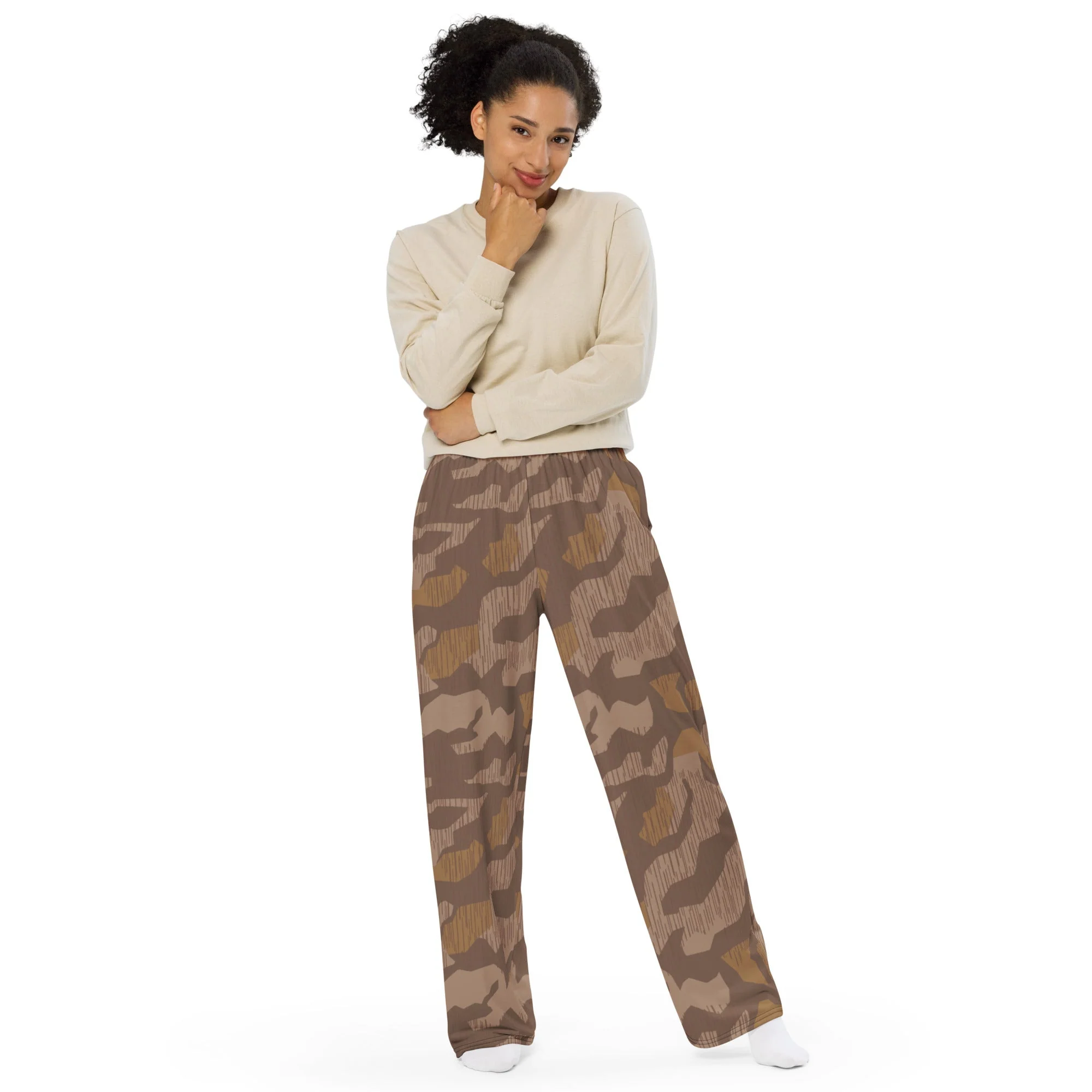 German Splittermuster 1931 Autumn CAMO Unisex Wide-Leg Leisure Pants - Image 9