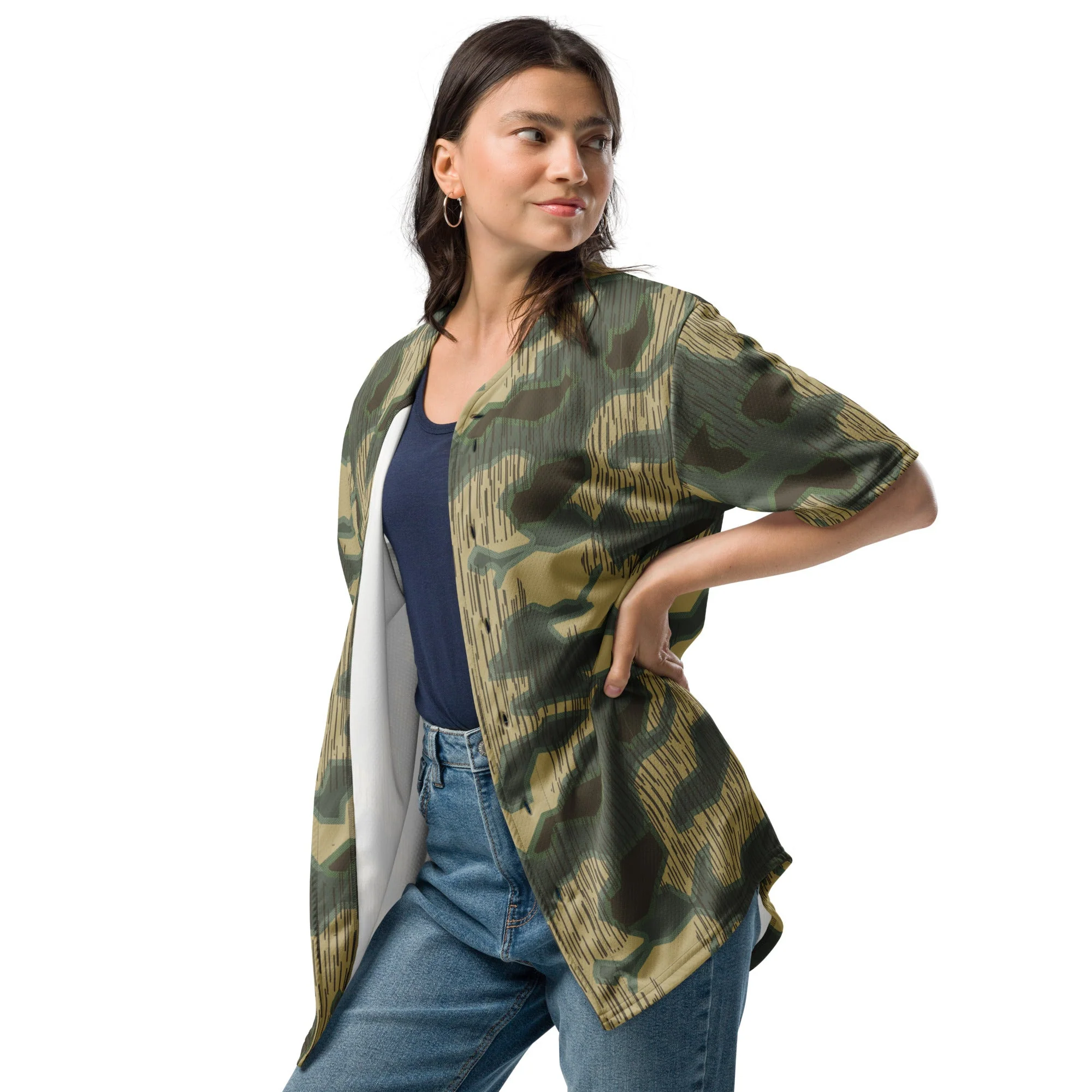 German Splittermuster Multi-terrain CAMO Unisex Baseball Jersey - Image 3