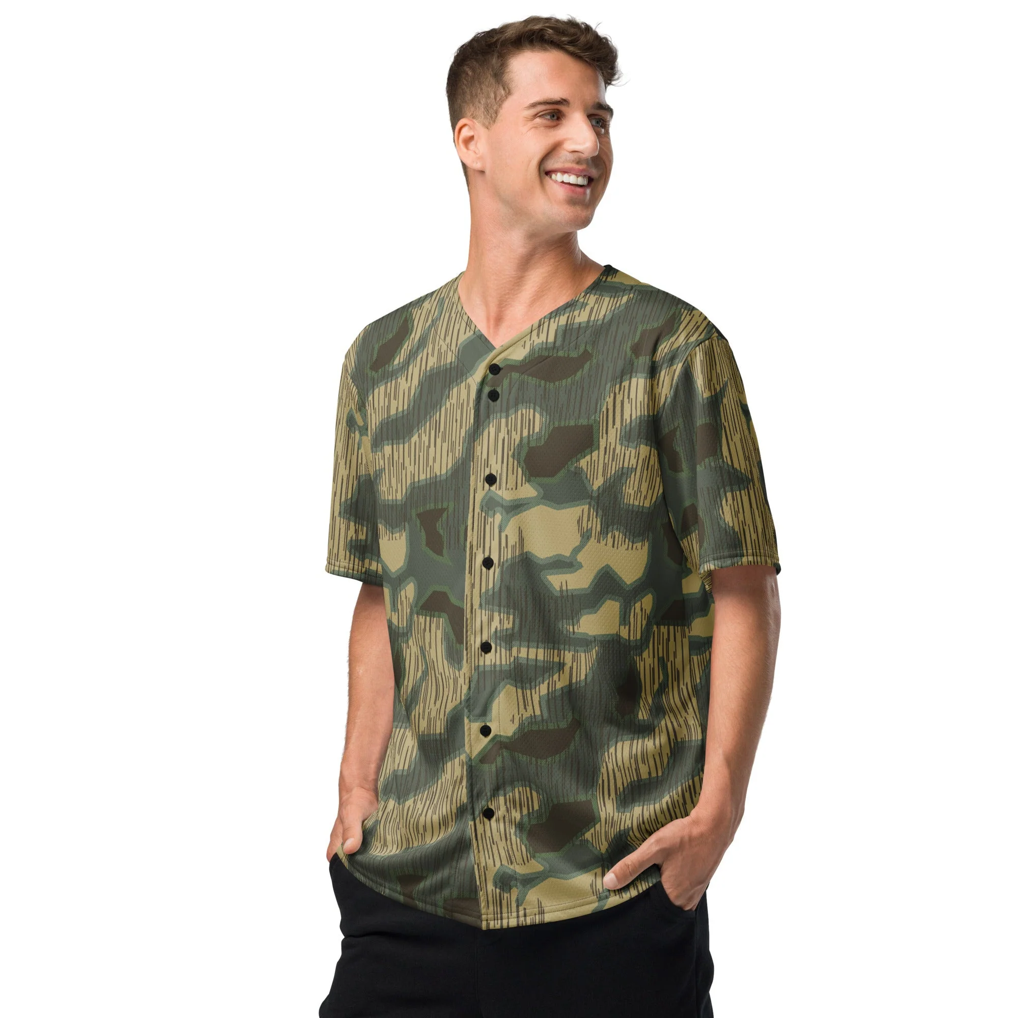 German Splittermuster Multi-terrain CAMO Unisex Baseball Jersey - Image 9