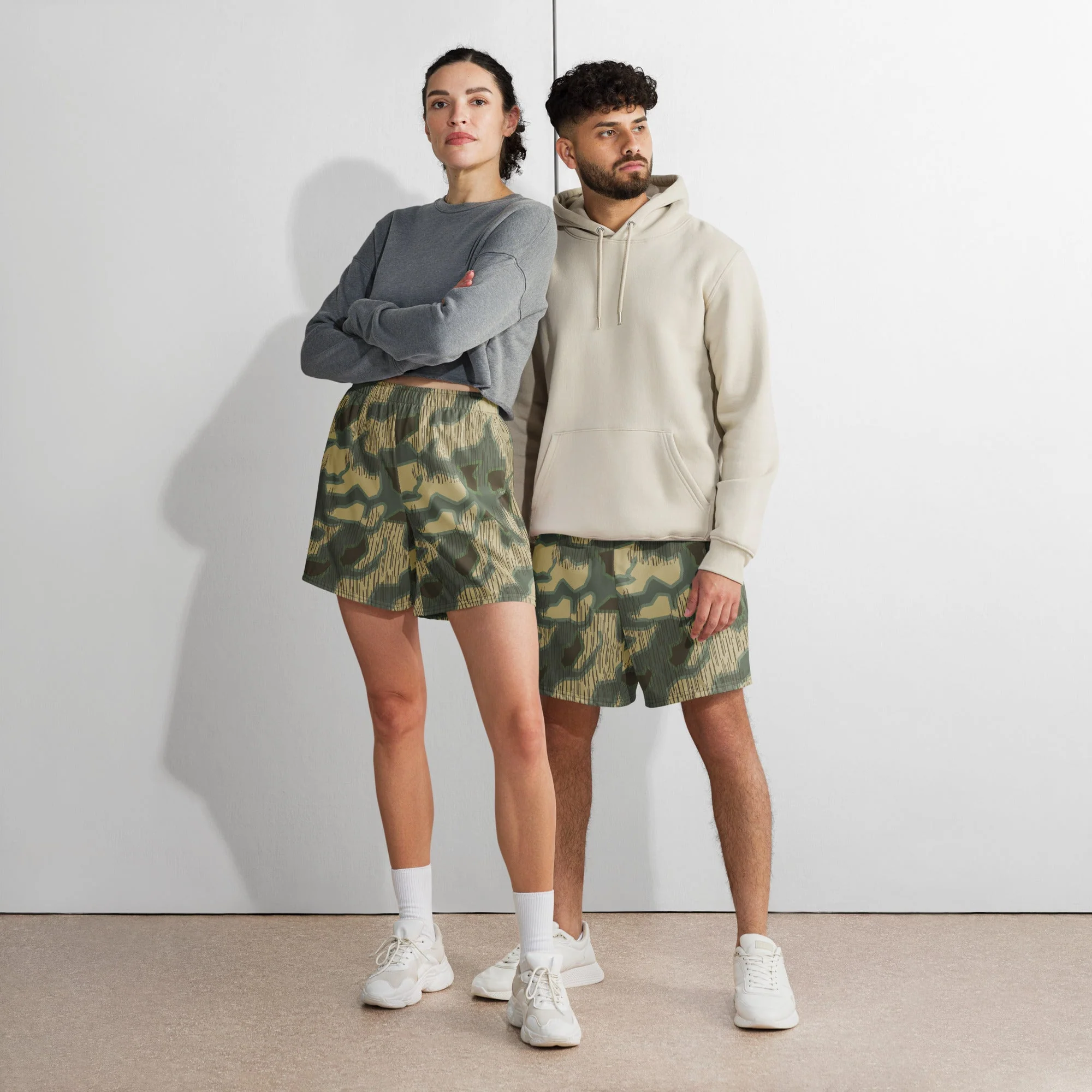 German Splittermuster Multi-terrain CAMO Unisex Athletic Long Shorts - Image 2
