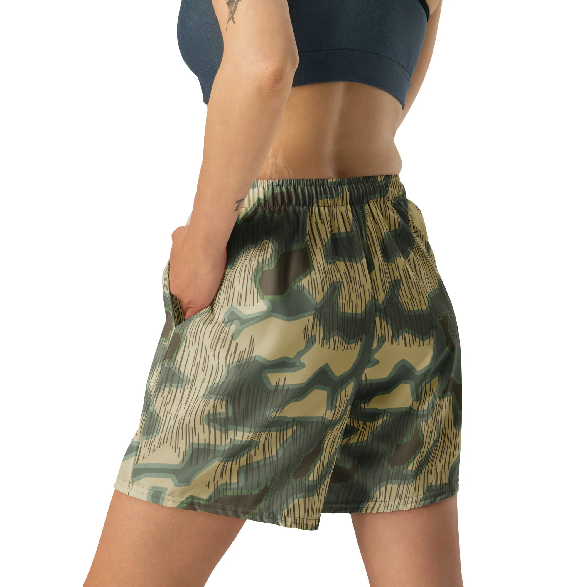 German Splittermuster Multi-terrain CAMO Unisex Athletic Long Shorts - Image 3