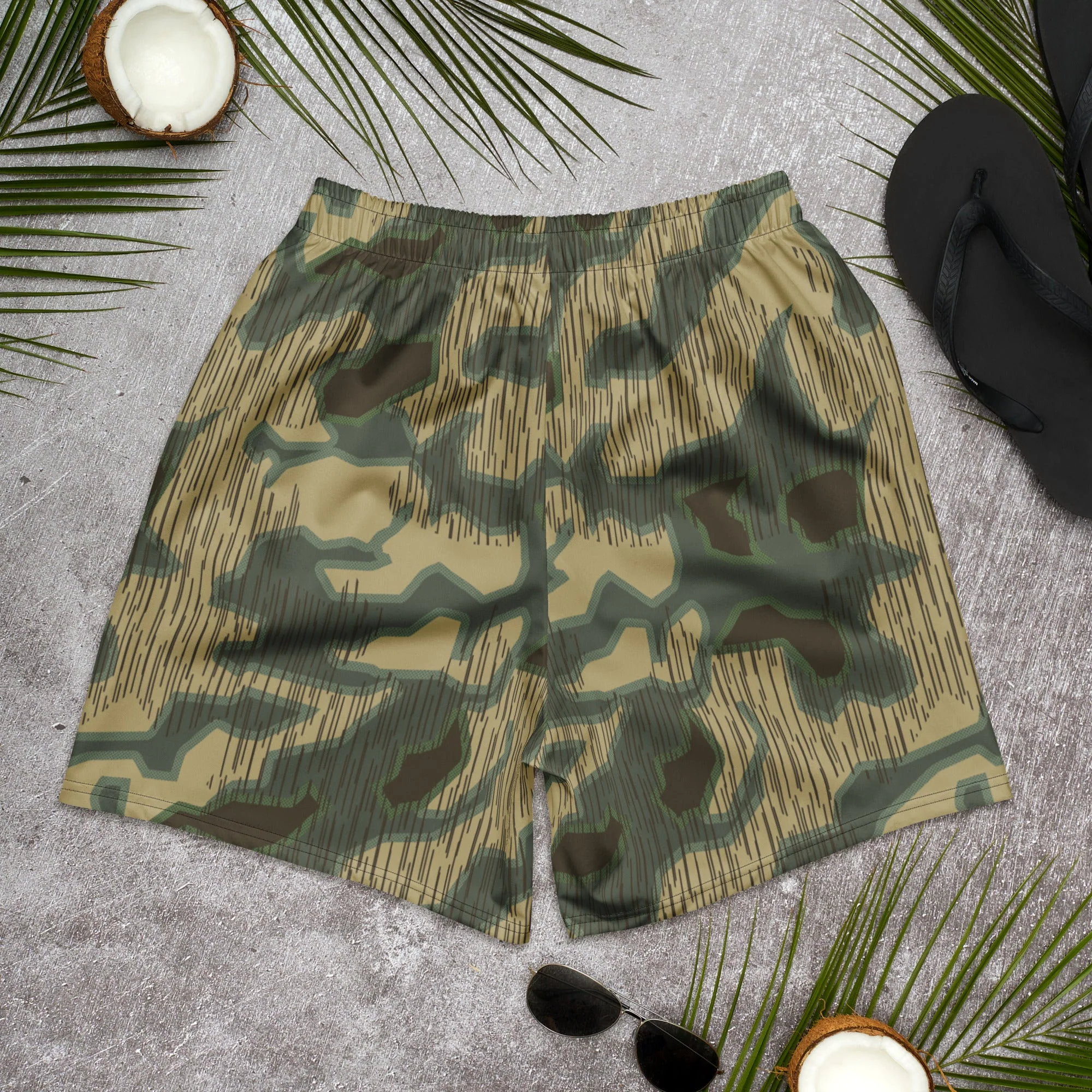German Splittermuster Multi-terrain CAMO Unisex Athletic Long Shorts - Image 4